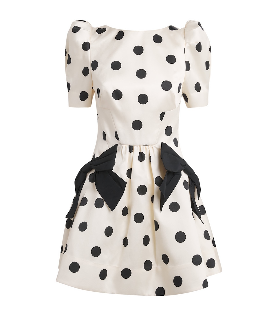 Rebecca Vallance Womens Satin Polka Dot Bacio Mini Dress Spot Cream Base
