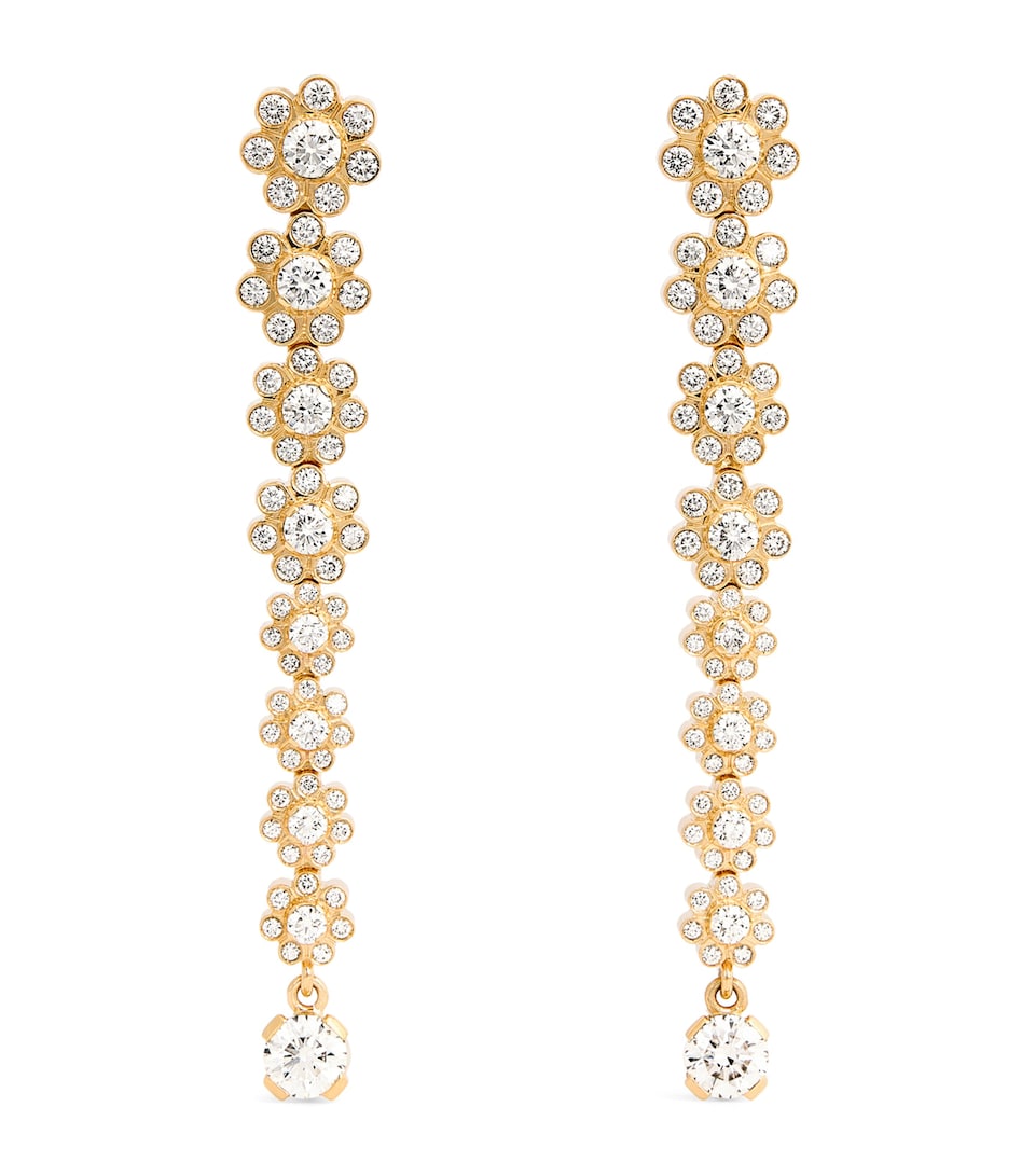 Yellow Gold and Diamond Sienna Fleur Earrings