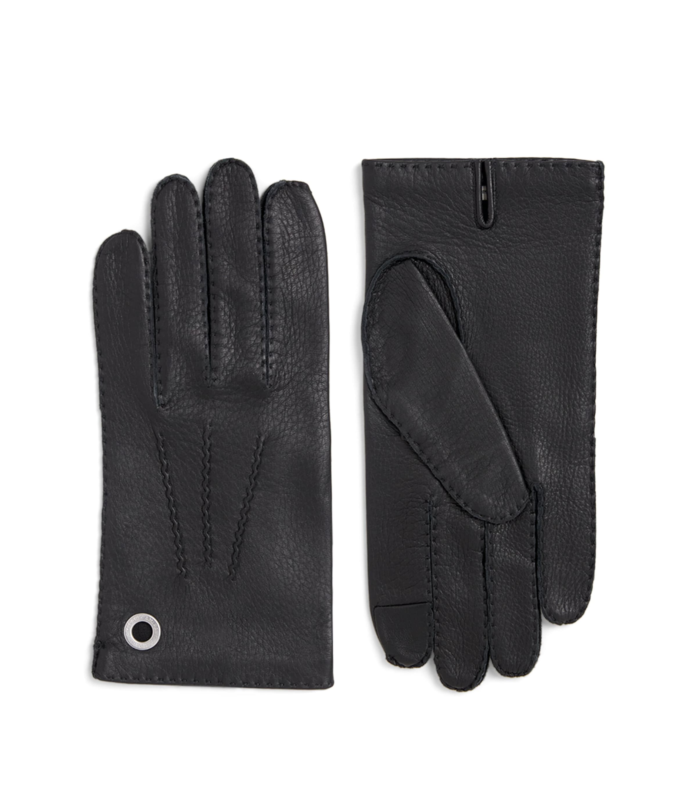 AMI Paris Grained Leather Gloves Noir