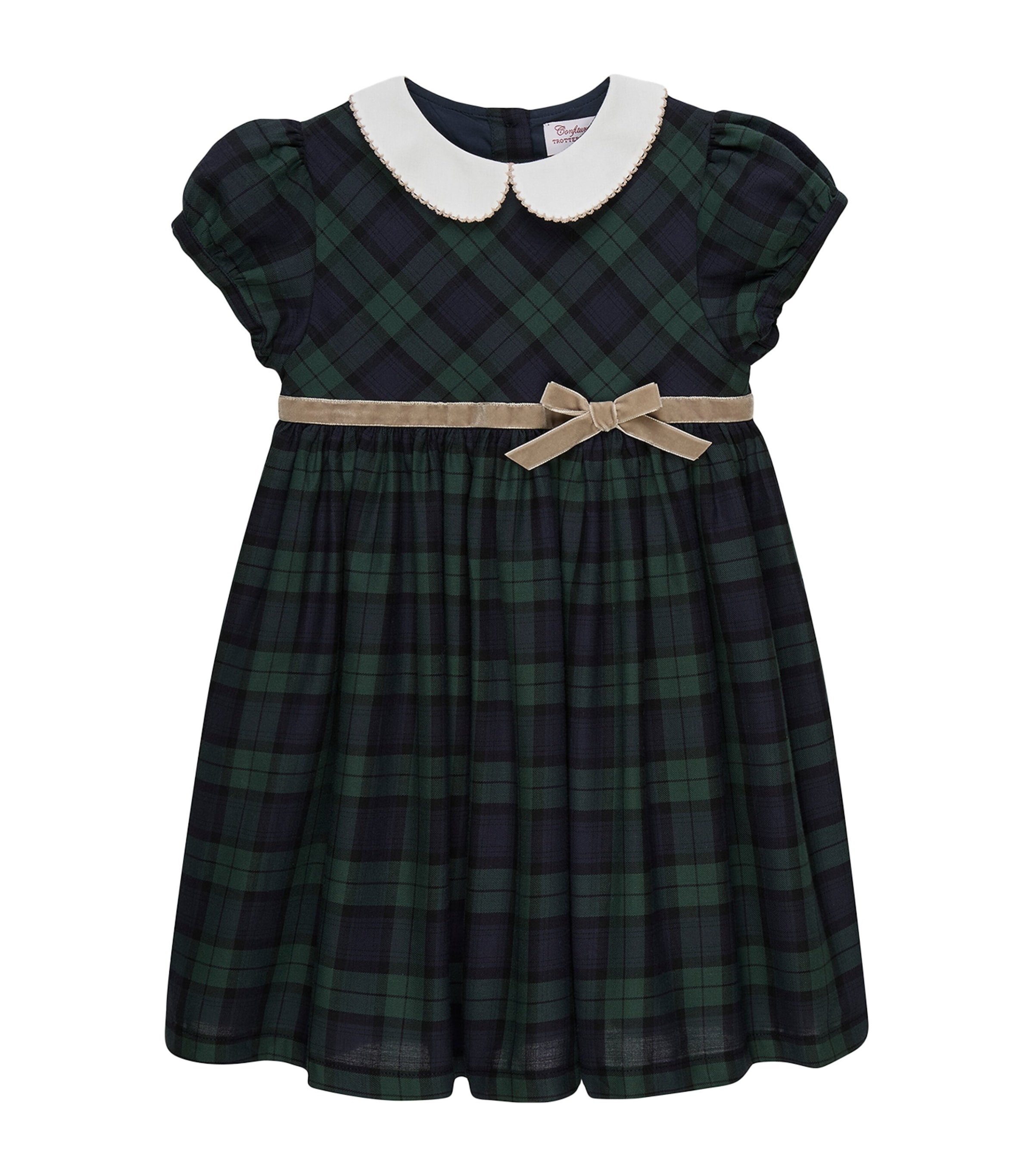 Trotters Tartan Bow Charlotte Dress (6-11 Years) Navy
