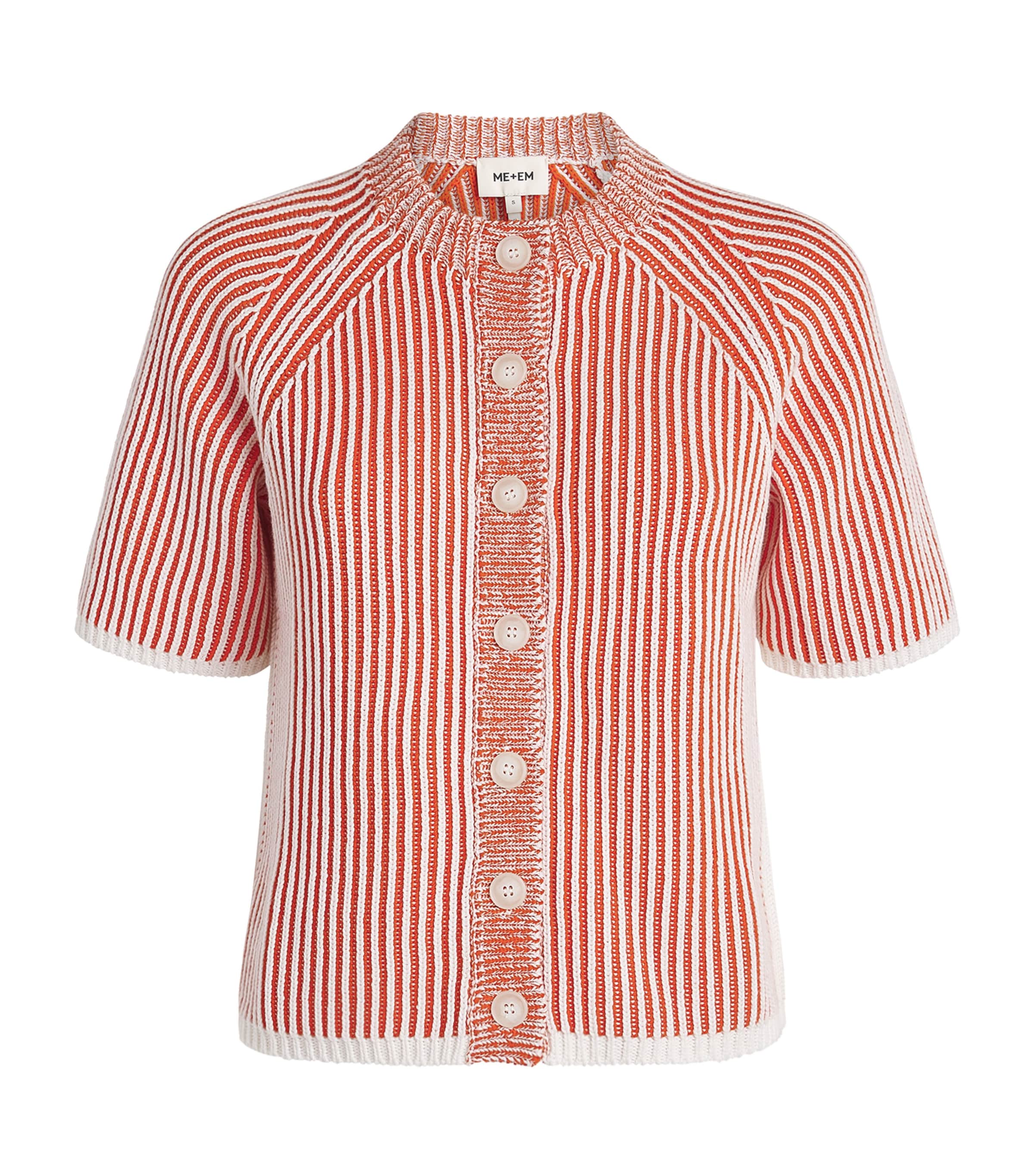 ME+EM Womens Organic Cotton Ribbed Cardigan Nectarine Orange