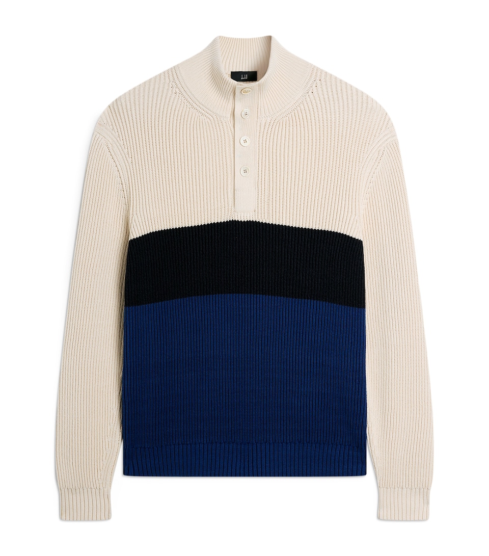 Dunhill Mens Cotton-Mulberry Silk Sweater White