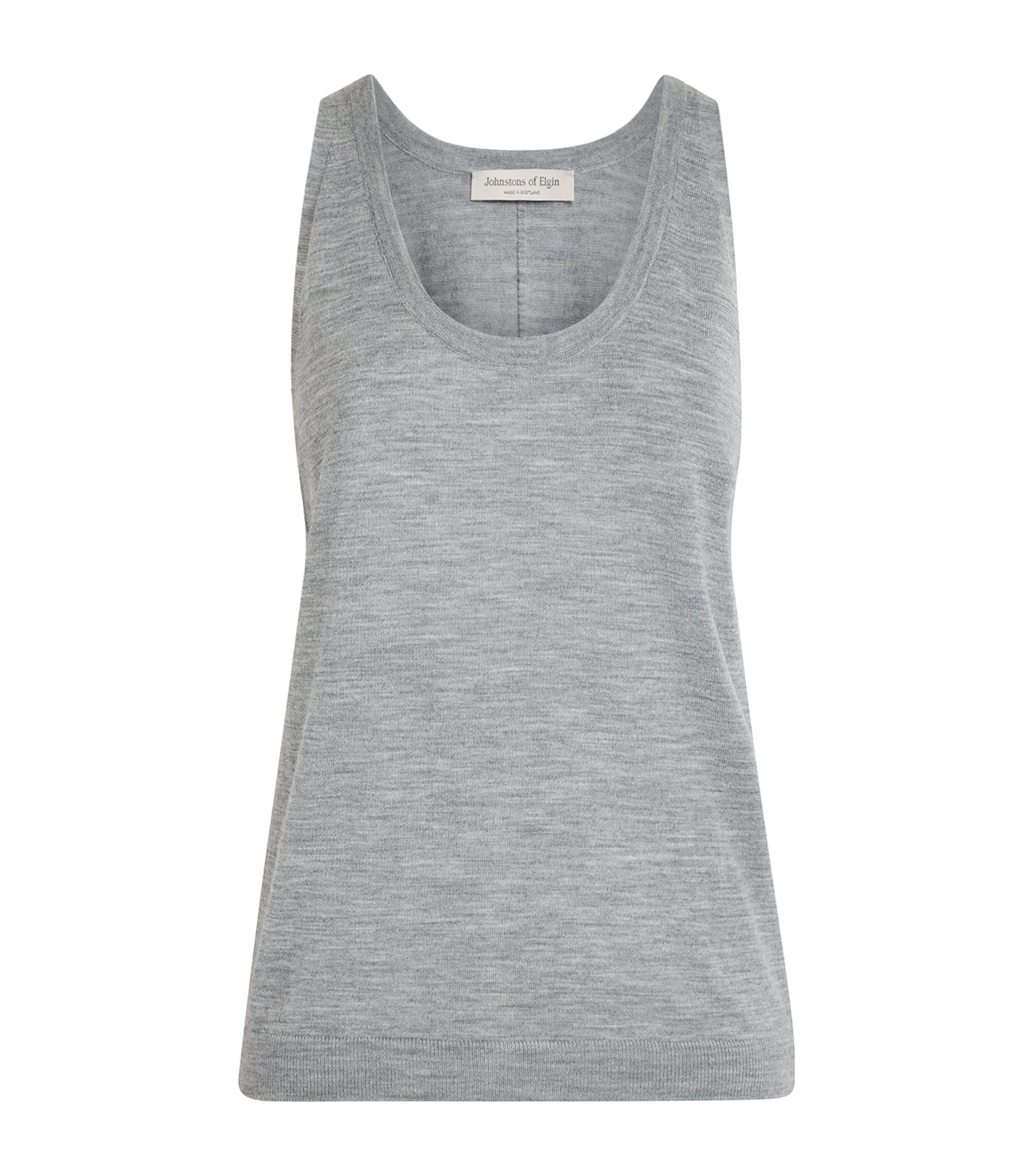 Johnstons Of Elgin Womens Superfine Merino Wool Greer Tank Top Cullen Grey