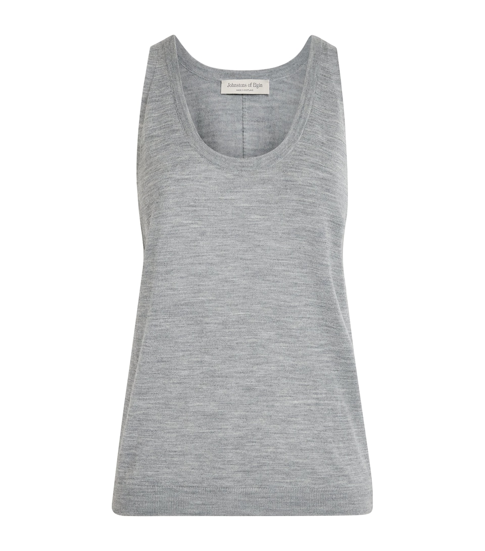 Johnstons Of Elgin Womens Superfine Merino Wool Greer Tank Top Cullen Grey
