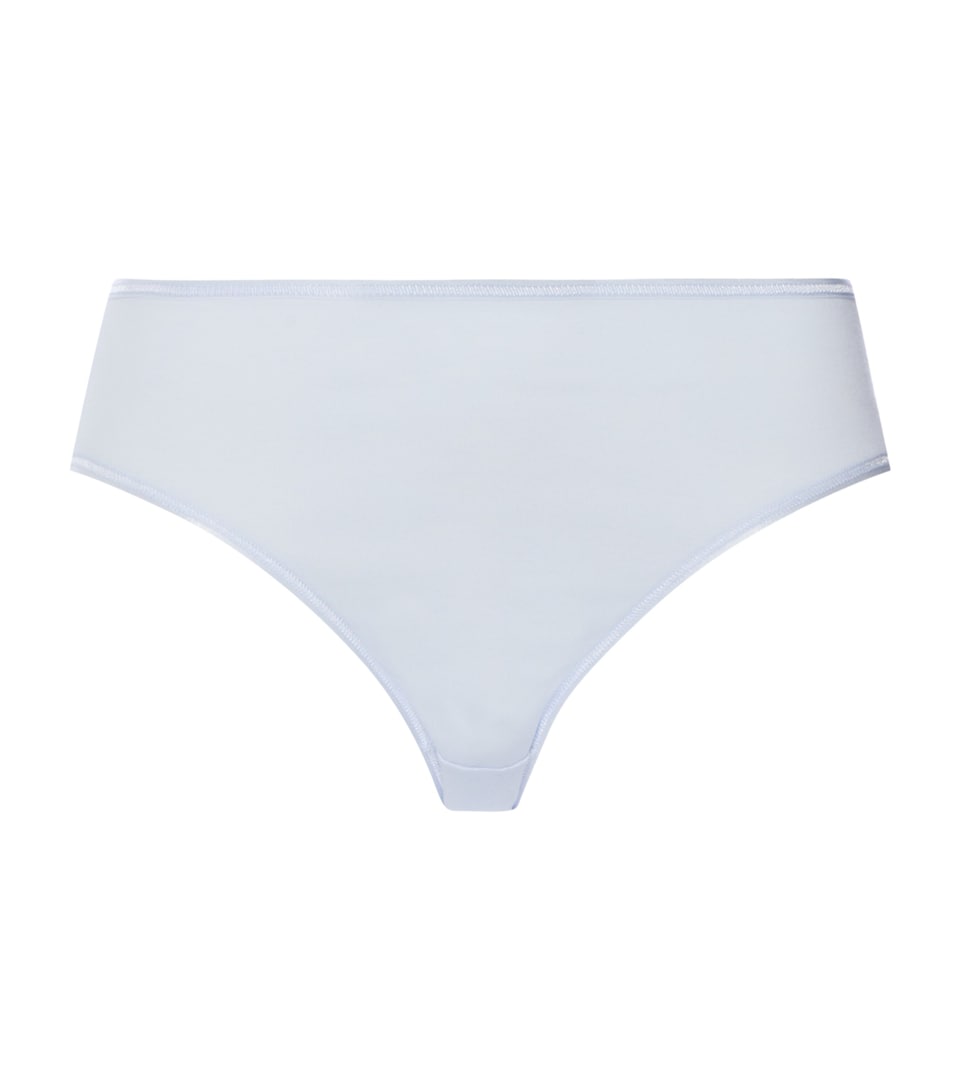 Hanro Womens Cotton Seamless Midi Briefs Blue Dove