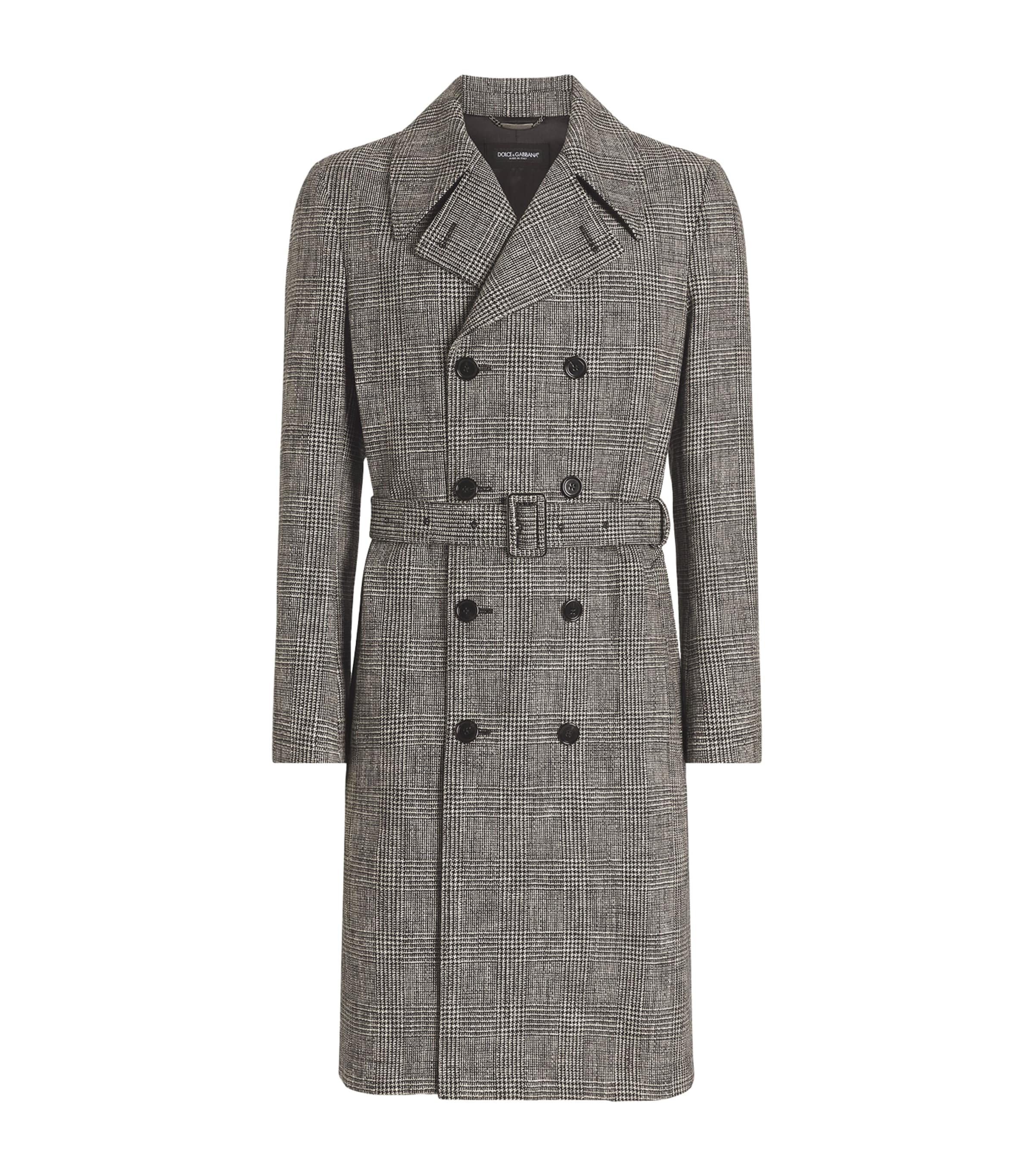 Dolce&Gabbana Mens Prince of Wales Check Trench Coat Check Tartan