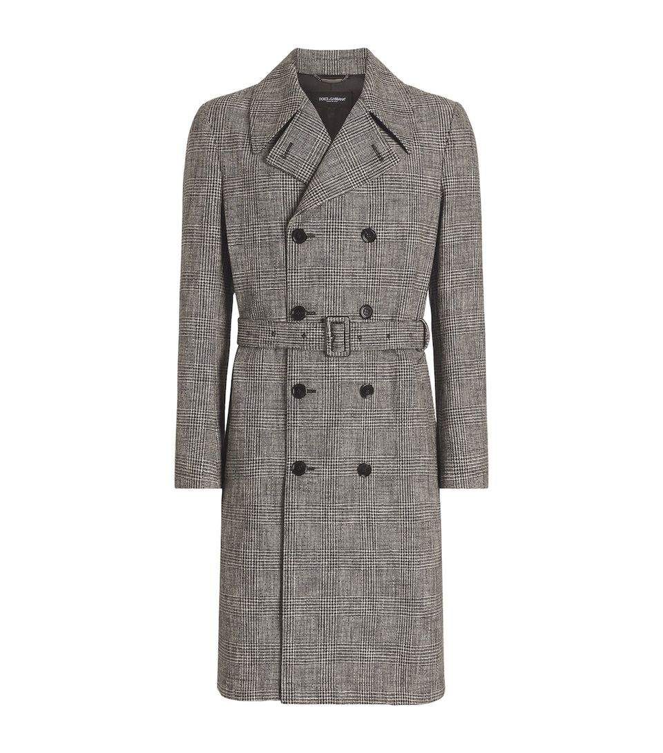 Dolce&Gabbana Mens Prince of Wales Check Trench Coat Check Tartan