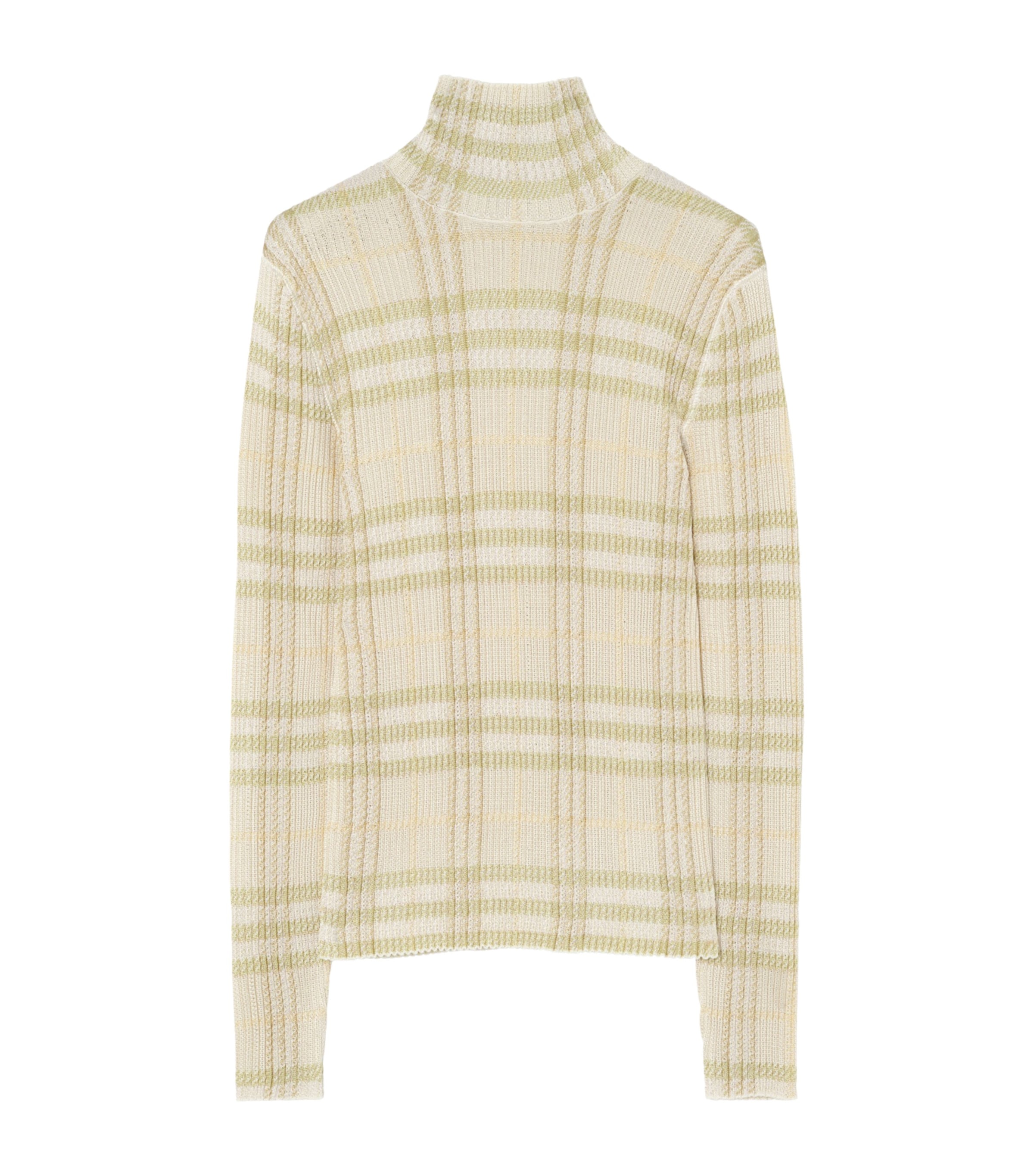 Burberry Womens Check Funnel Neck Sweater Beige Check