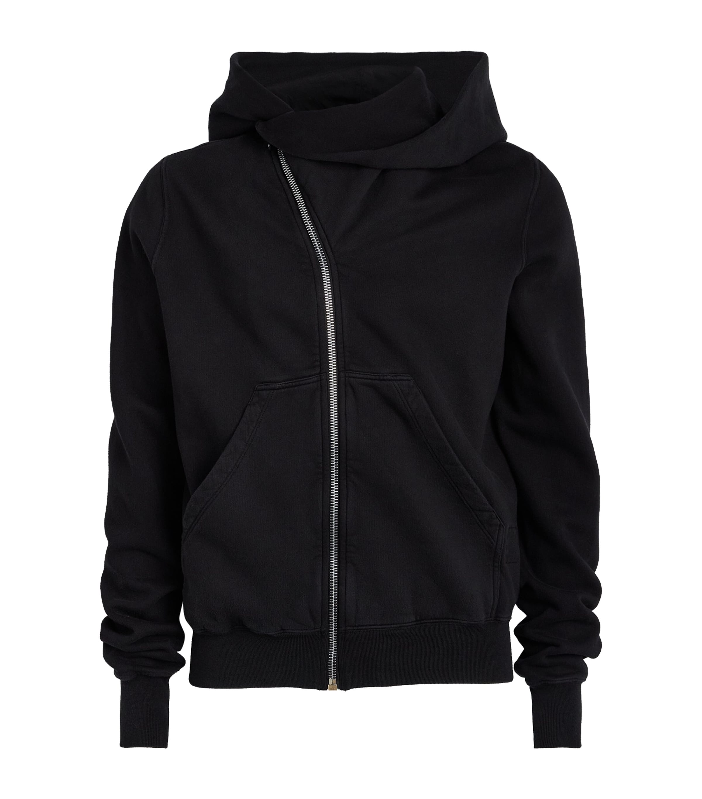 Rick Owens Mens Asymmetric Mountain Hoodie Black