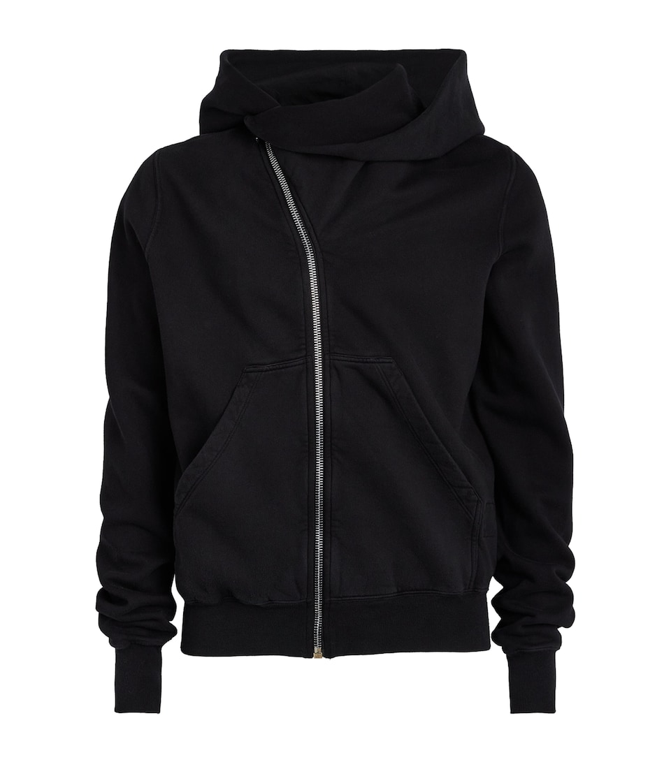 Rick Owens Mens Asymmetric Mountain Hoodie Black