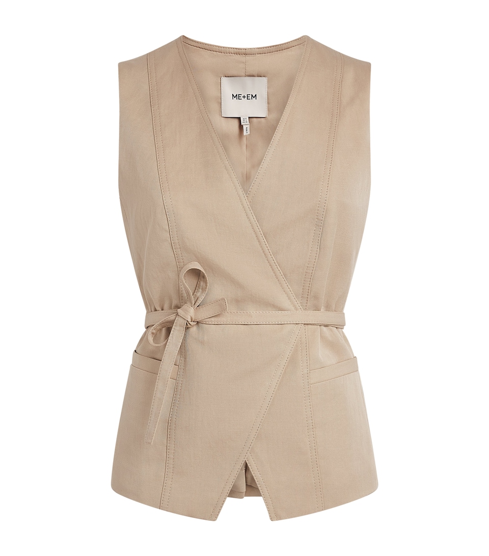 ME+EM Womens Wrap-Around Waistcoat Warm Stone