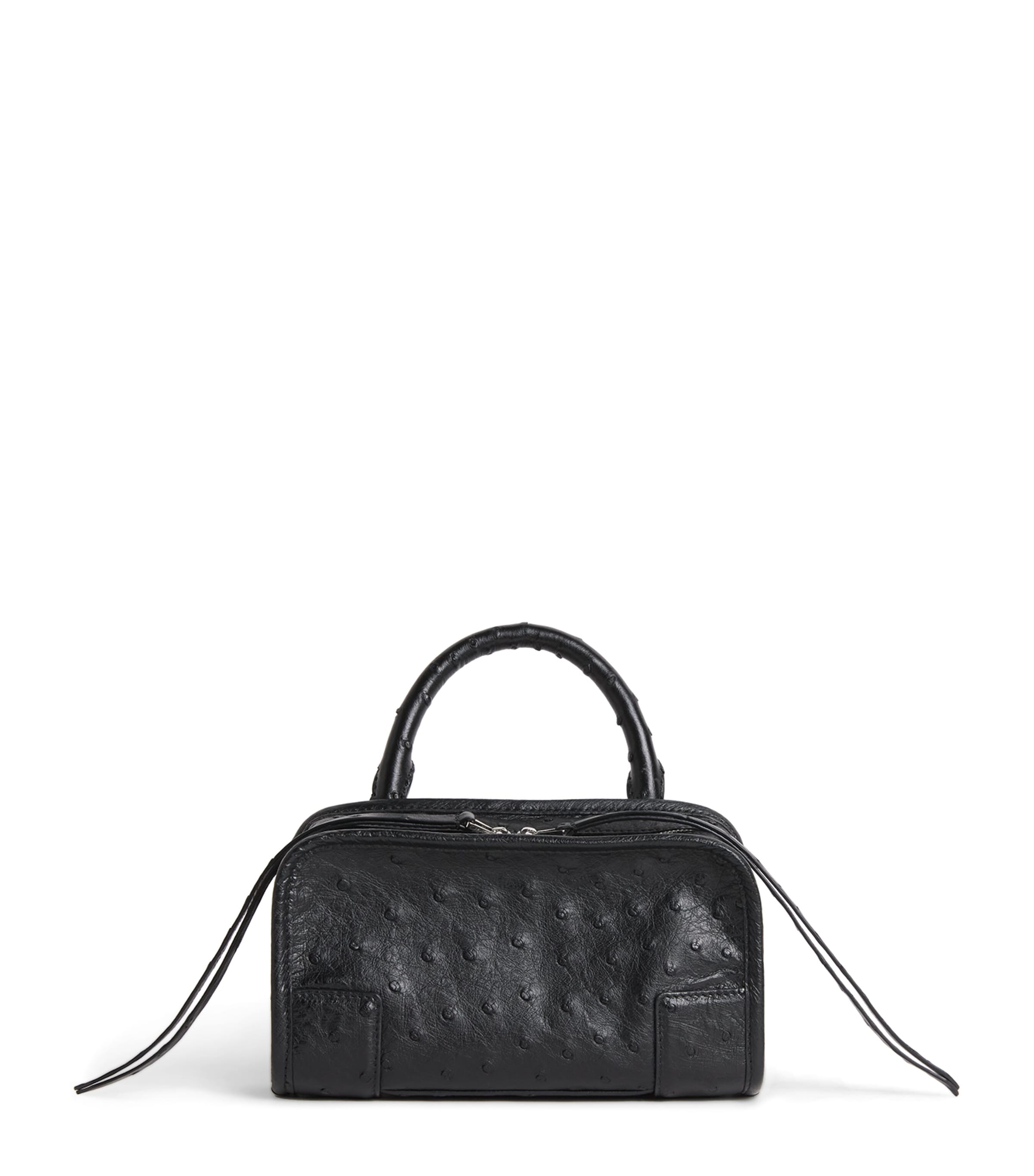 LOEWE Mini Ostrich Leather Amazona 180 Top-Handle Bag Black