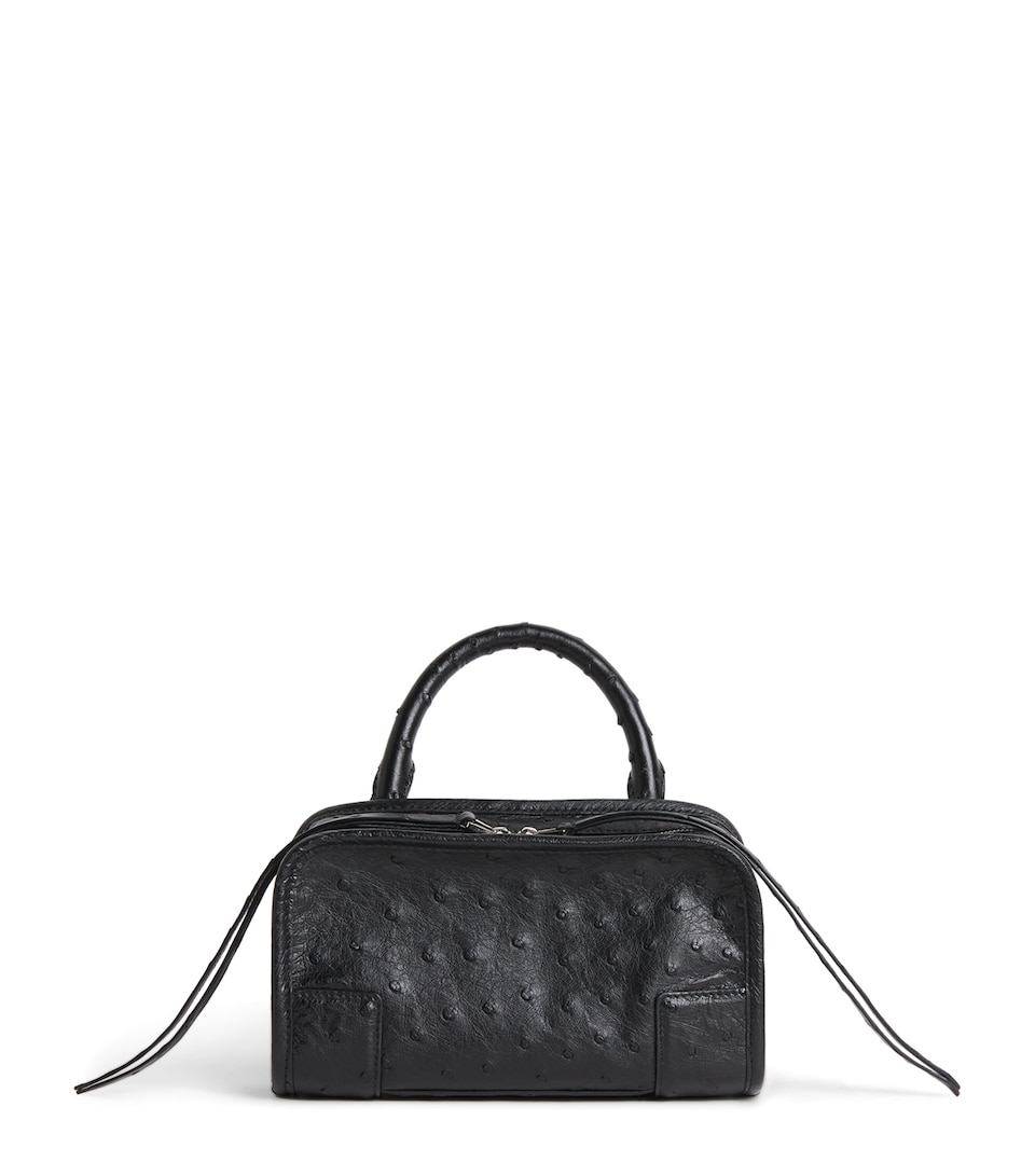LOEWE Mini Ostrich Leather Amazona 180 Top-Handle Bag Black