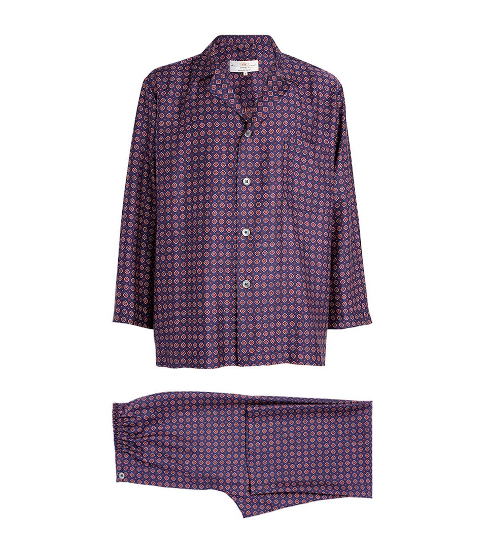 Silk Geometric Print Pyjama Set
