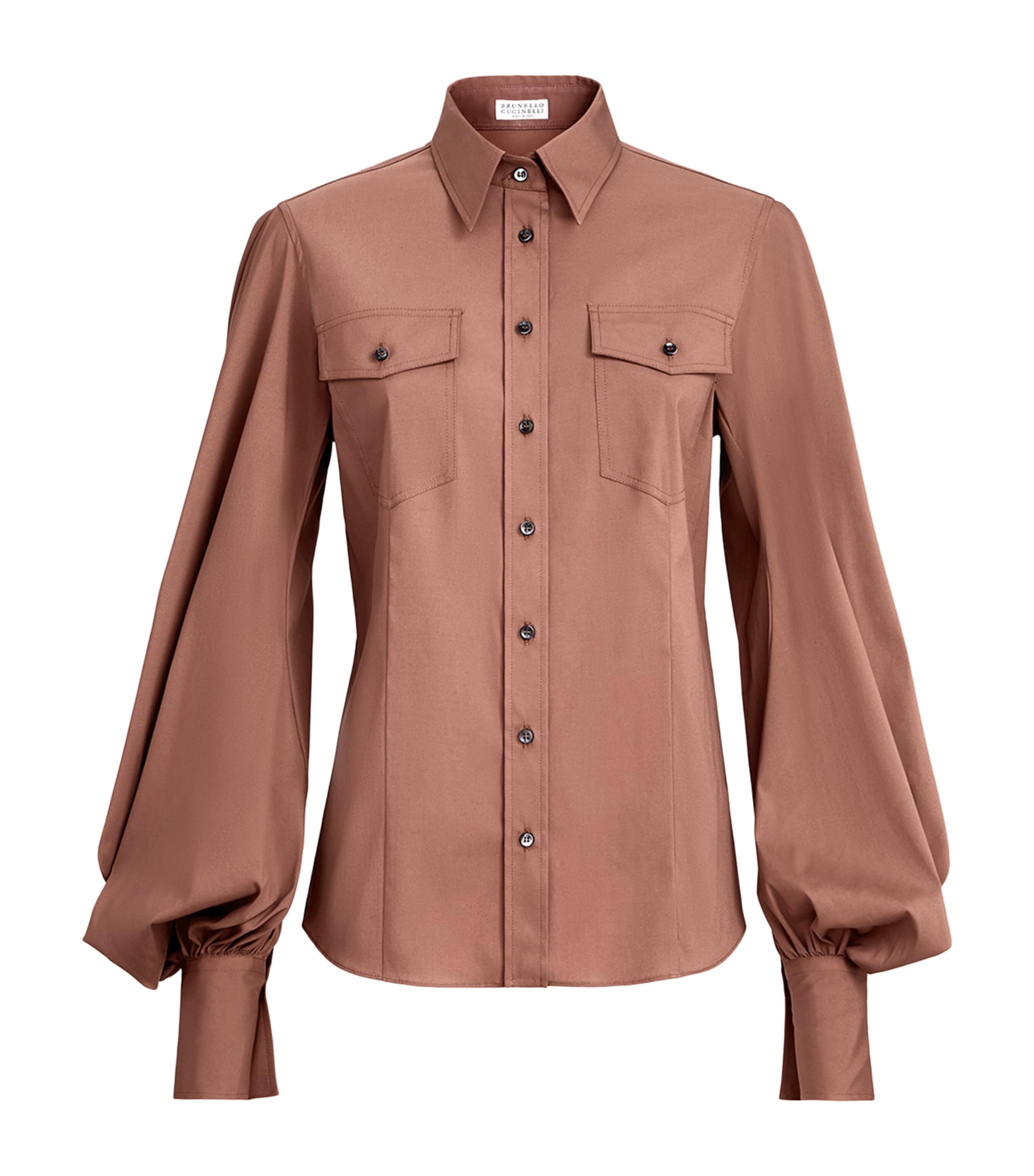 Brunello Cucinelli Womens Cotton-Blend Monili-Detail Shirt