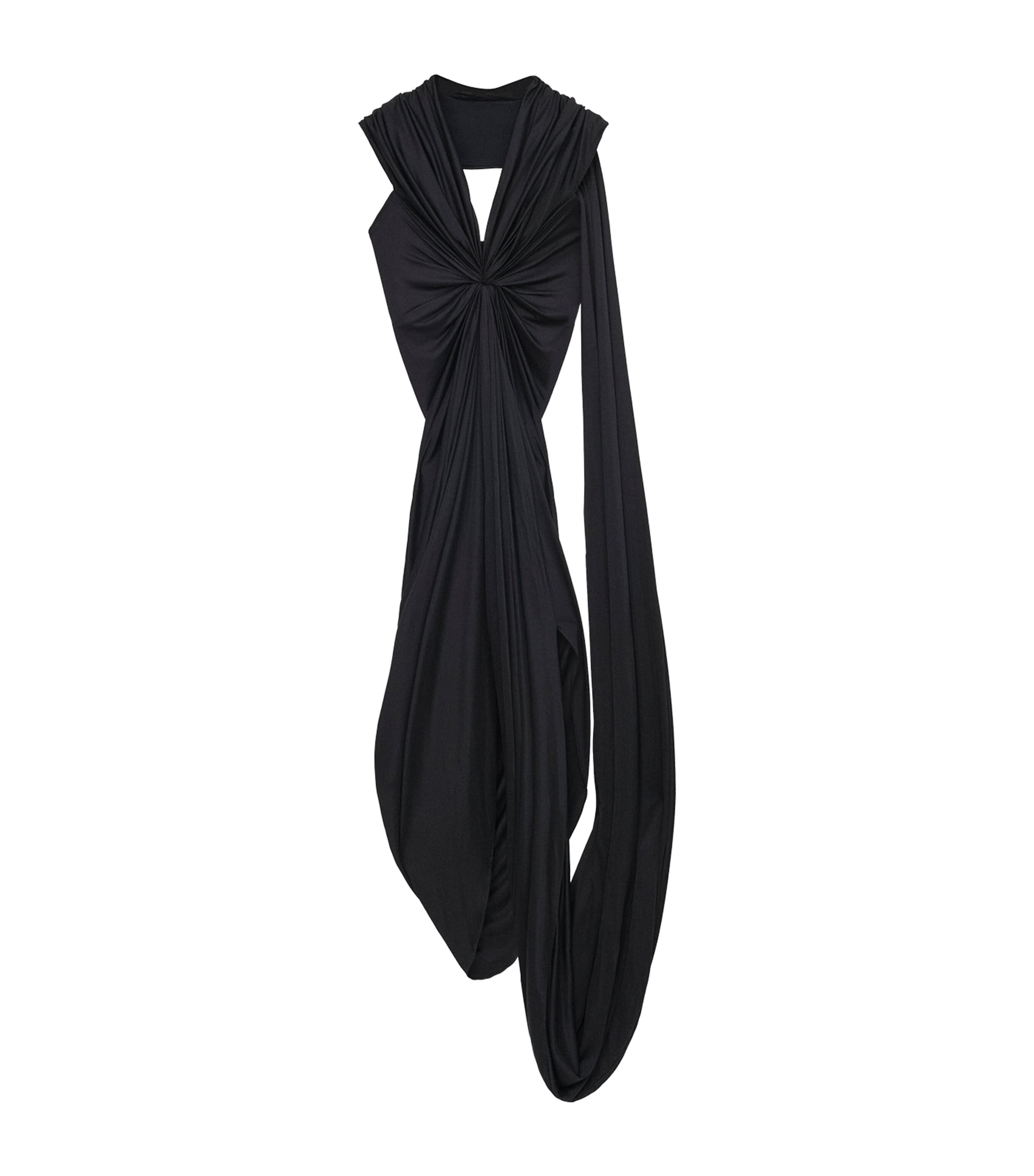 Draped Asymmetric Maxi Dress