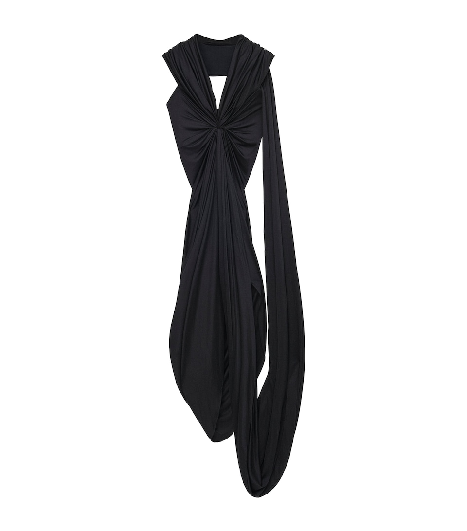 Draped Asymmetric Maxi Dress