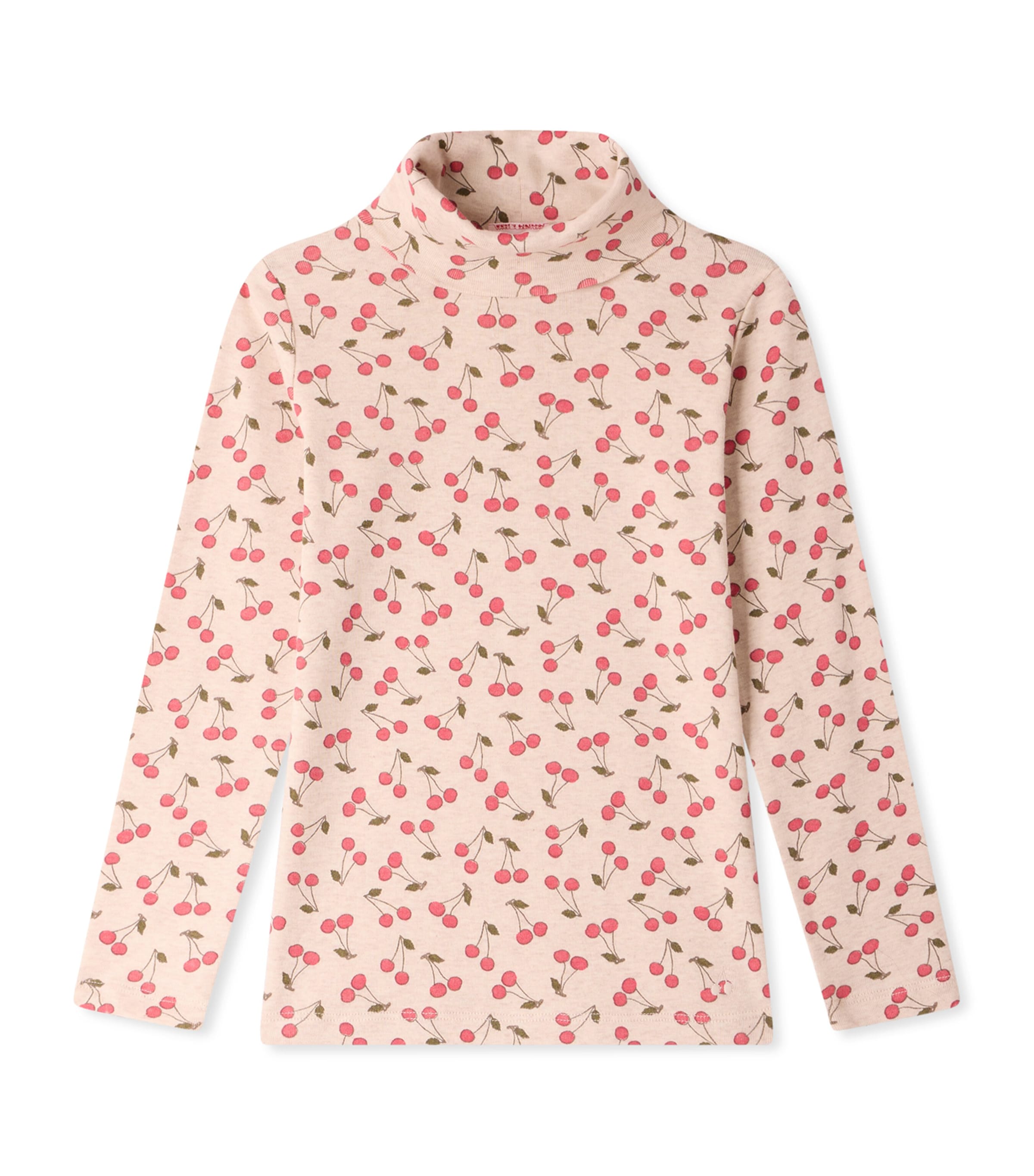 Bonpoint Cotton Cherry Print Rollneck Jumper (4-8 Years) Im Beige