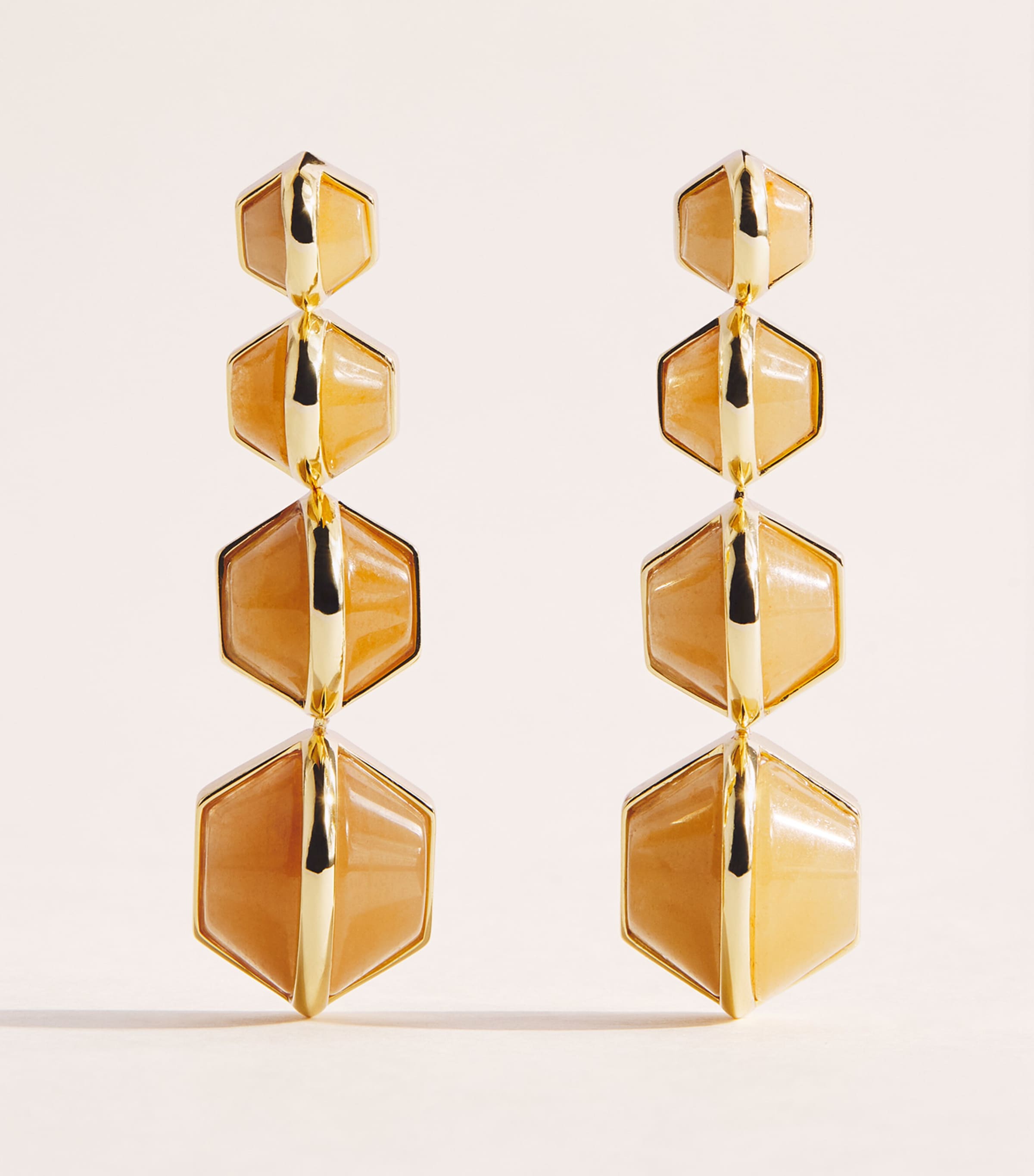 Eddie Borgo Gold-Plated Inlaid Honeycomb Earrings Gld/ambr/argnt