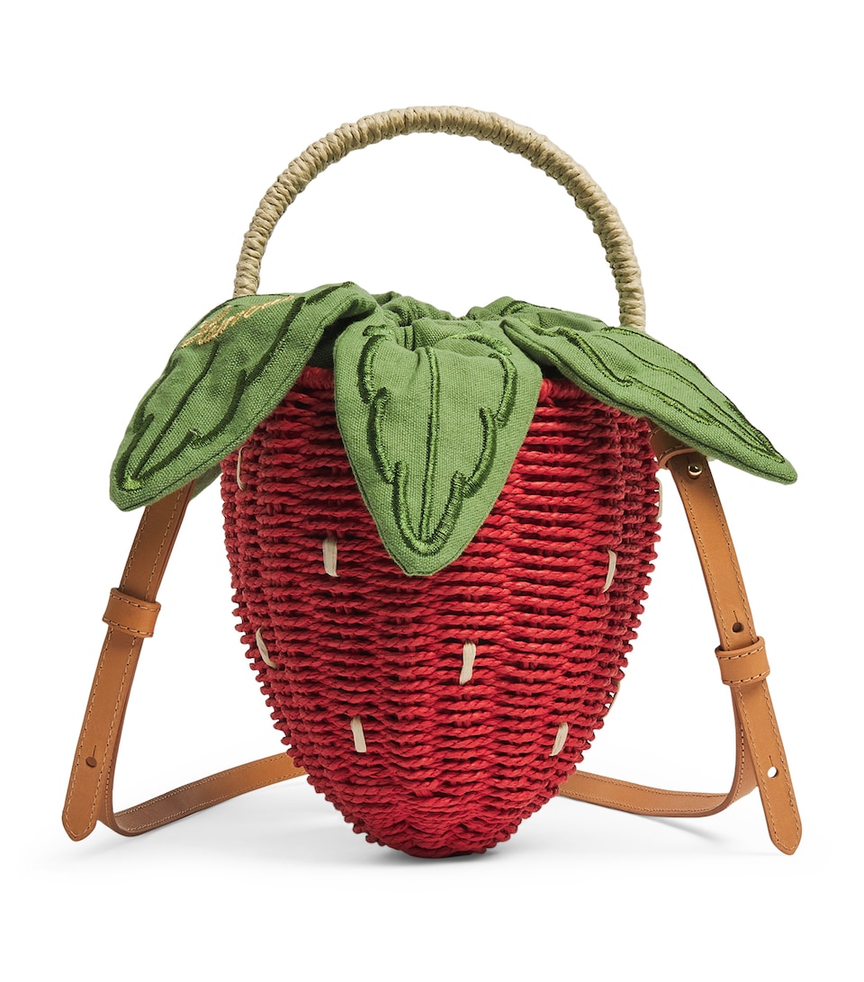 Harrods Wicker Strawberry Bag Red