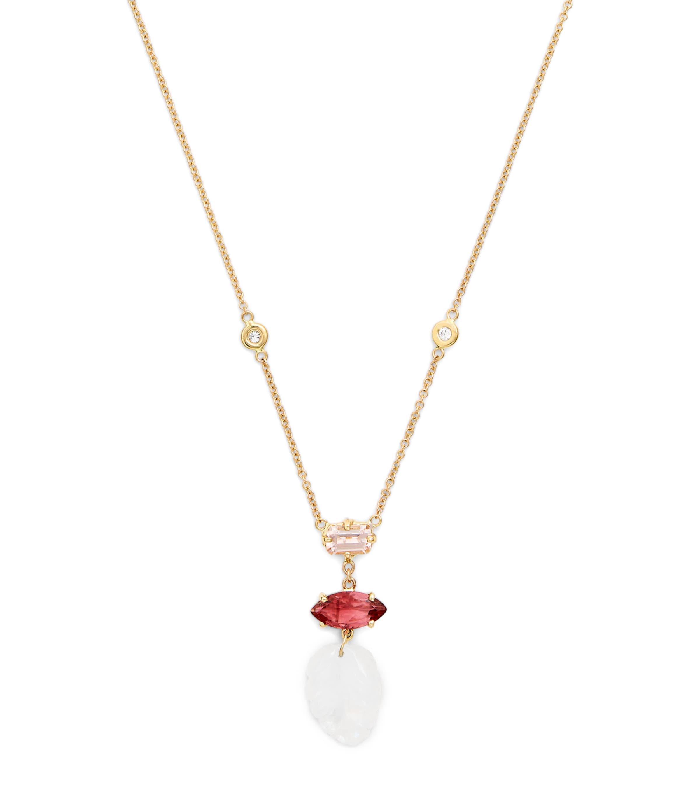 Yellow Gold and Tourmaline Triple Step Necklace