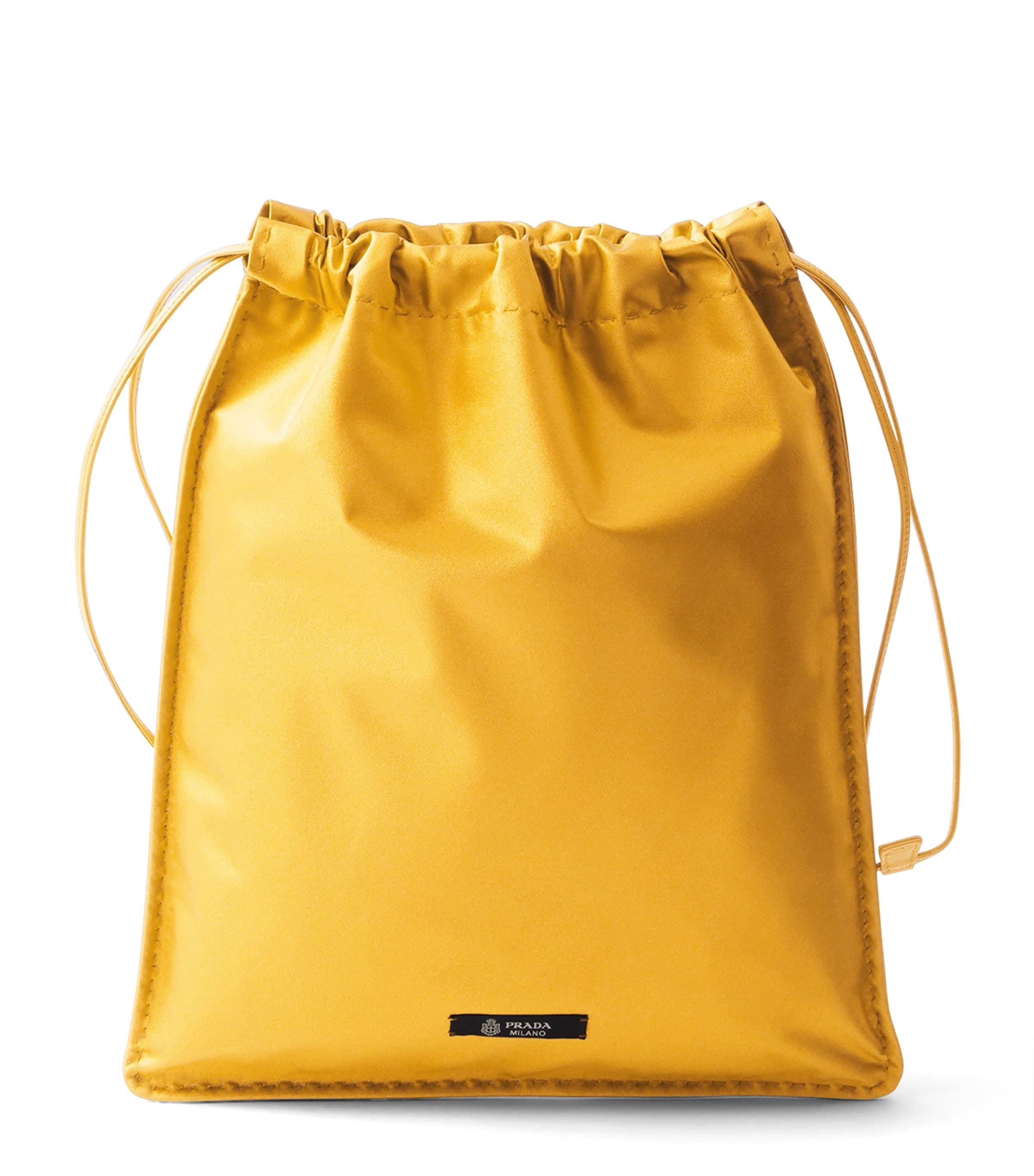Prada Silk Duchesse Drawstring Wish Pouch Yellow