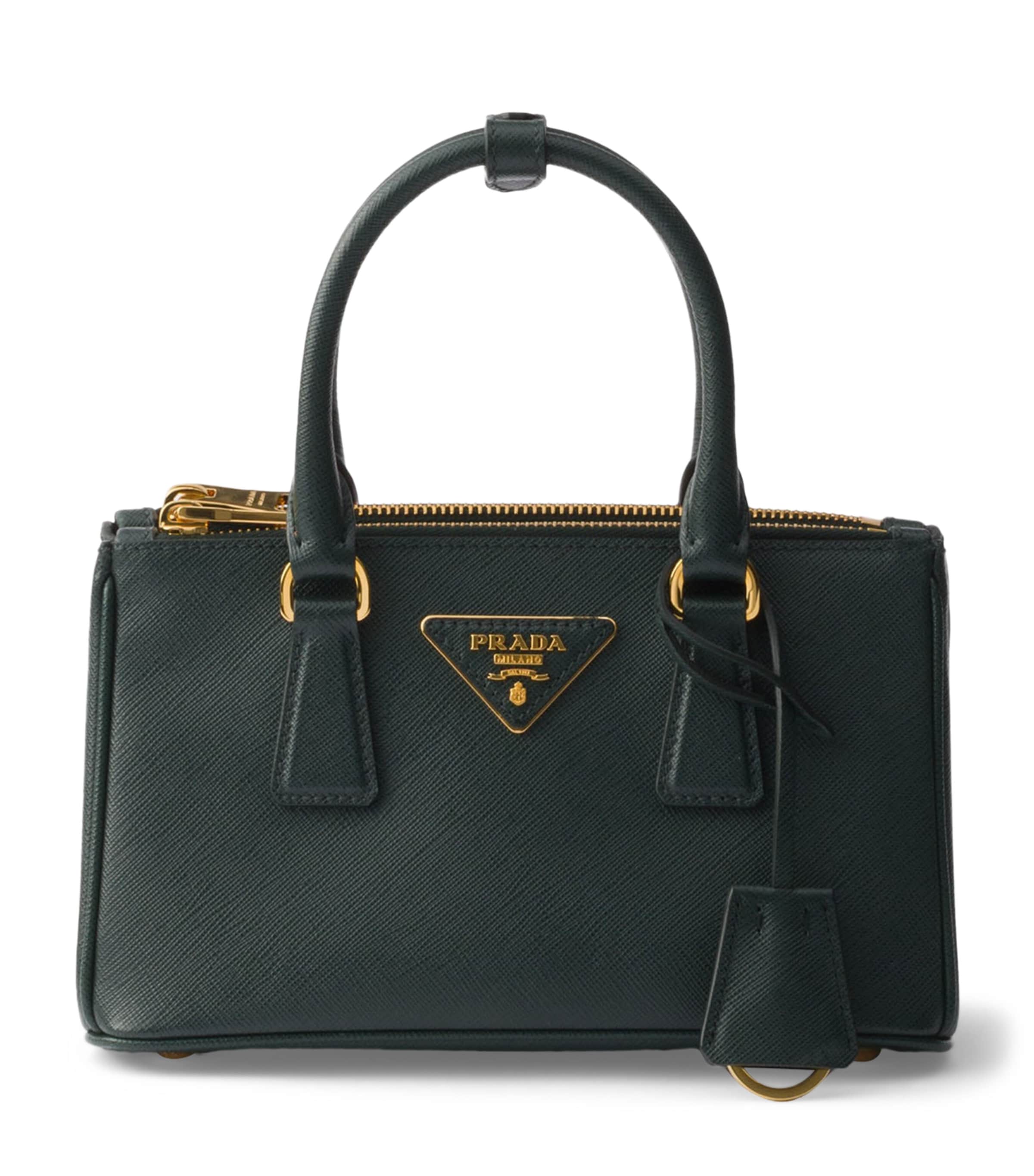 Prada Mini Saffiano Leather Galleria Top-Handle Bag Green