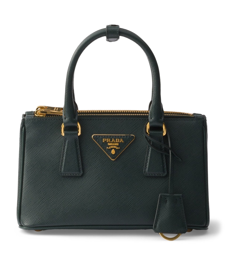 Prada Mini Saffiano Leather Galleria Top-Handle Bag Green