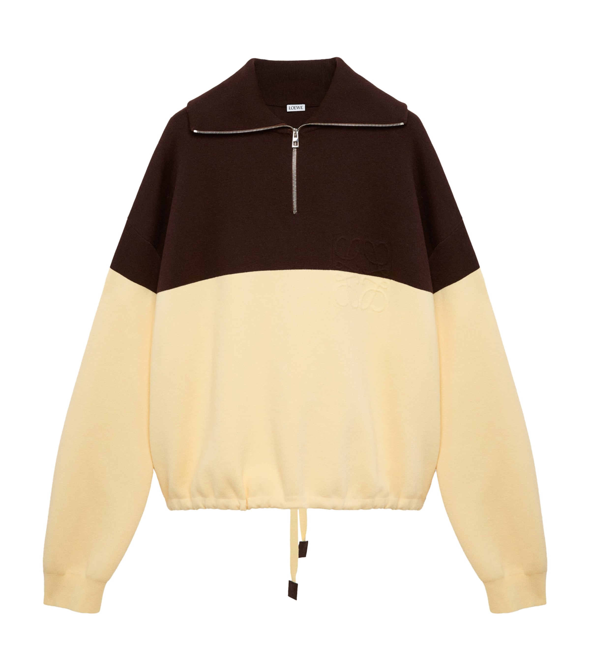 LOEWE Mens Two-Tone Quarter-Zip Sweater Brown/yellow