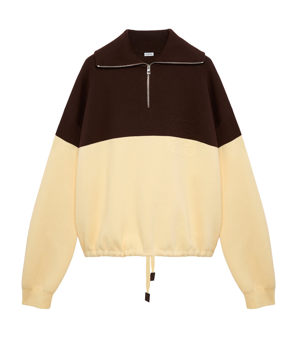 LOEWE Mens Two-Tone Quarter-Zip Sweater Brown/yellow