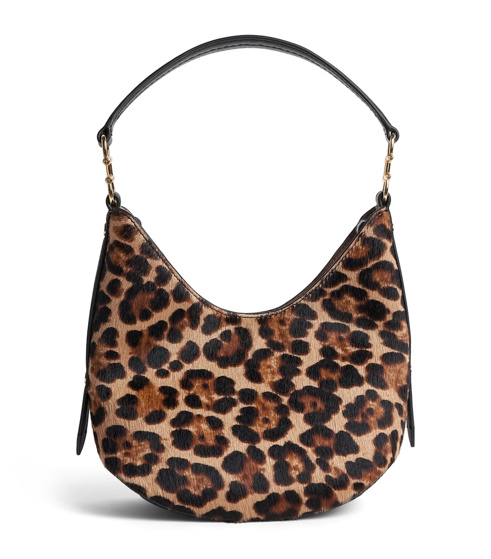 Harrods Small Pony Leopard Penny Shoulder Bag Black