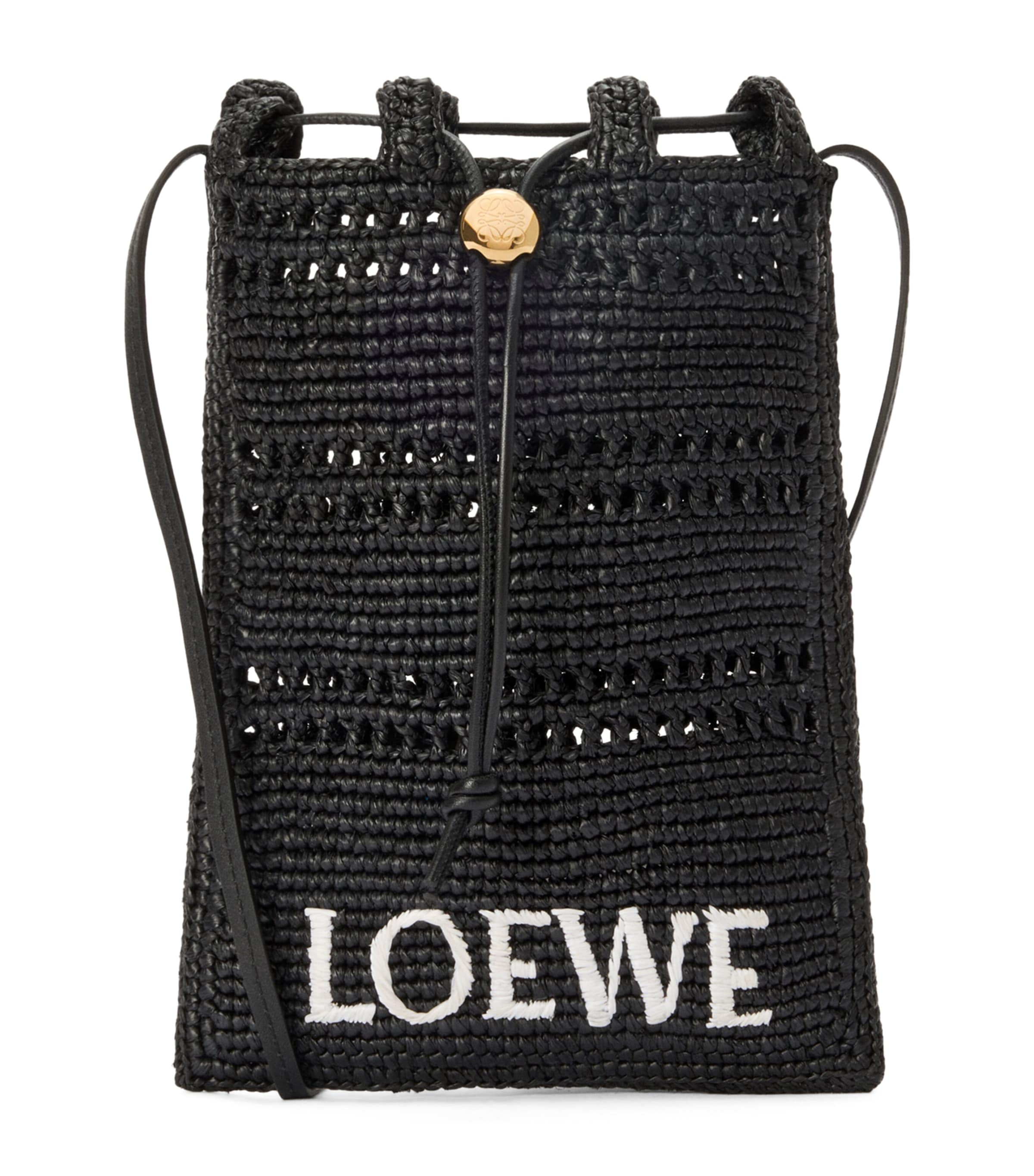 LOEWE x Paula's Ibiza Raffia Drawstring Pocket Bag Black