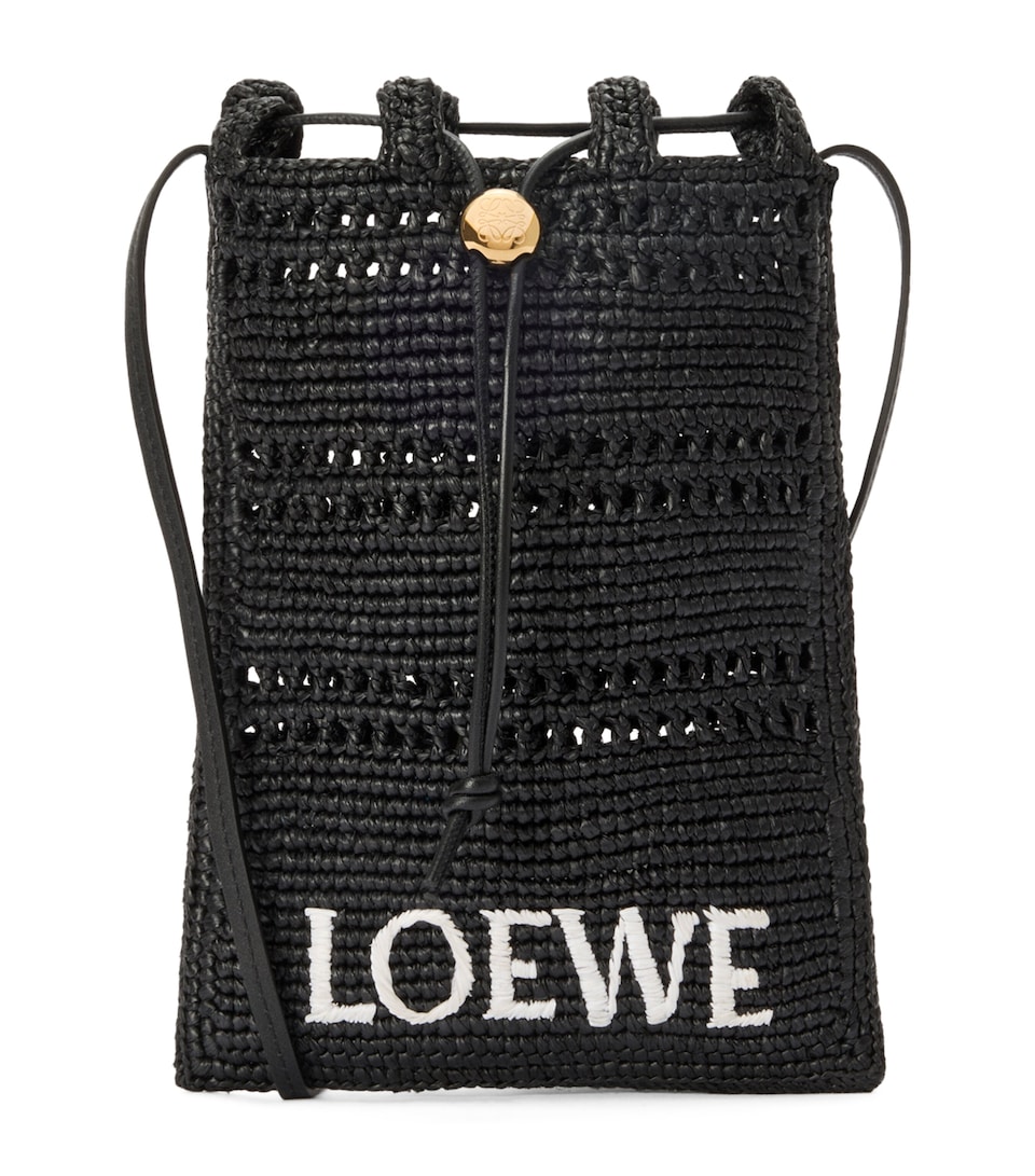 LOEWE x Paula's Ibiza Raffia Drawstring Pocket Bag Black