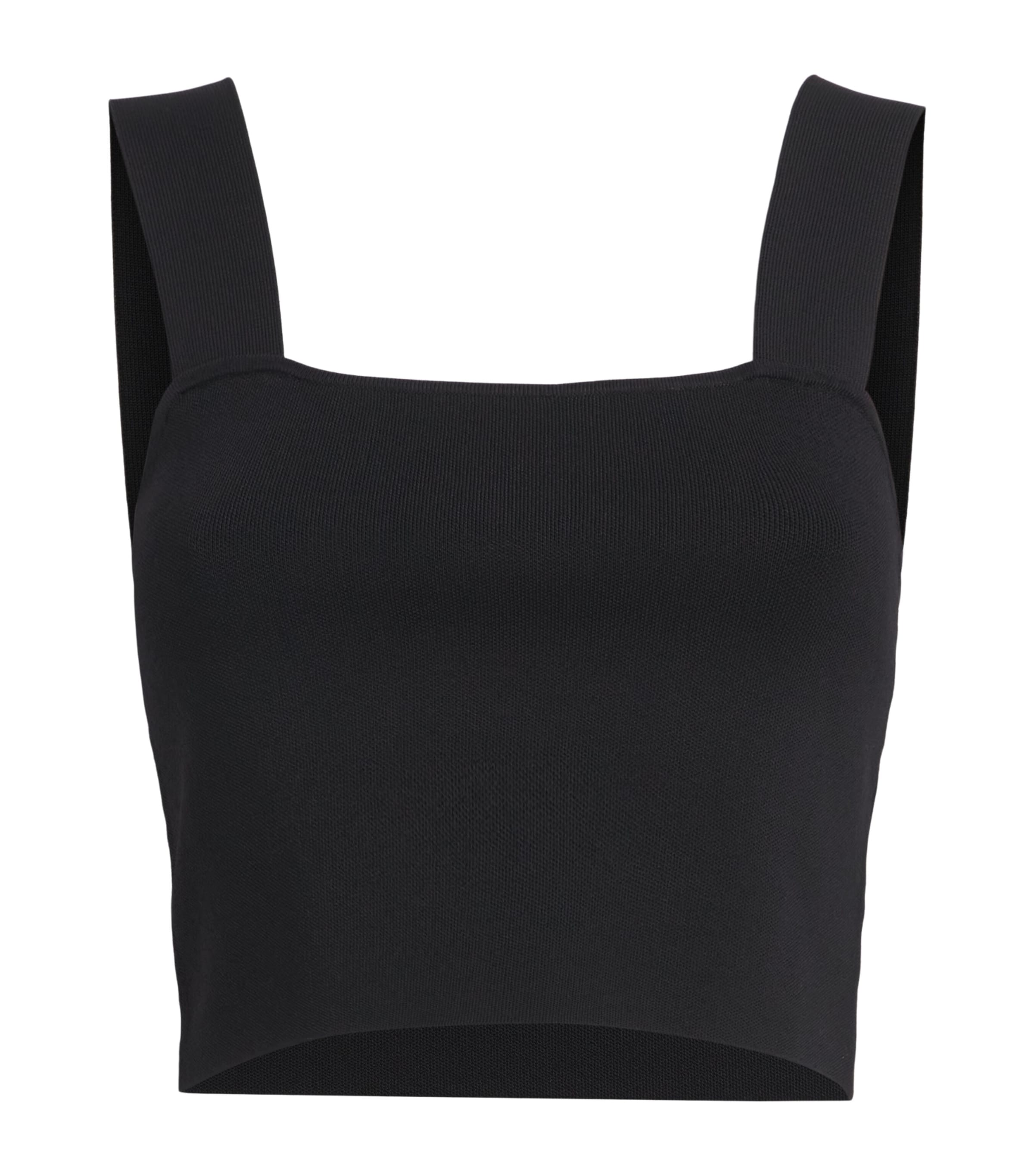 Maje Womens Square-Neck Crop Top Black
