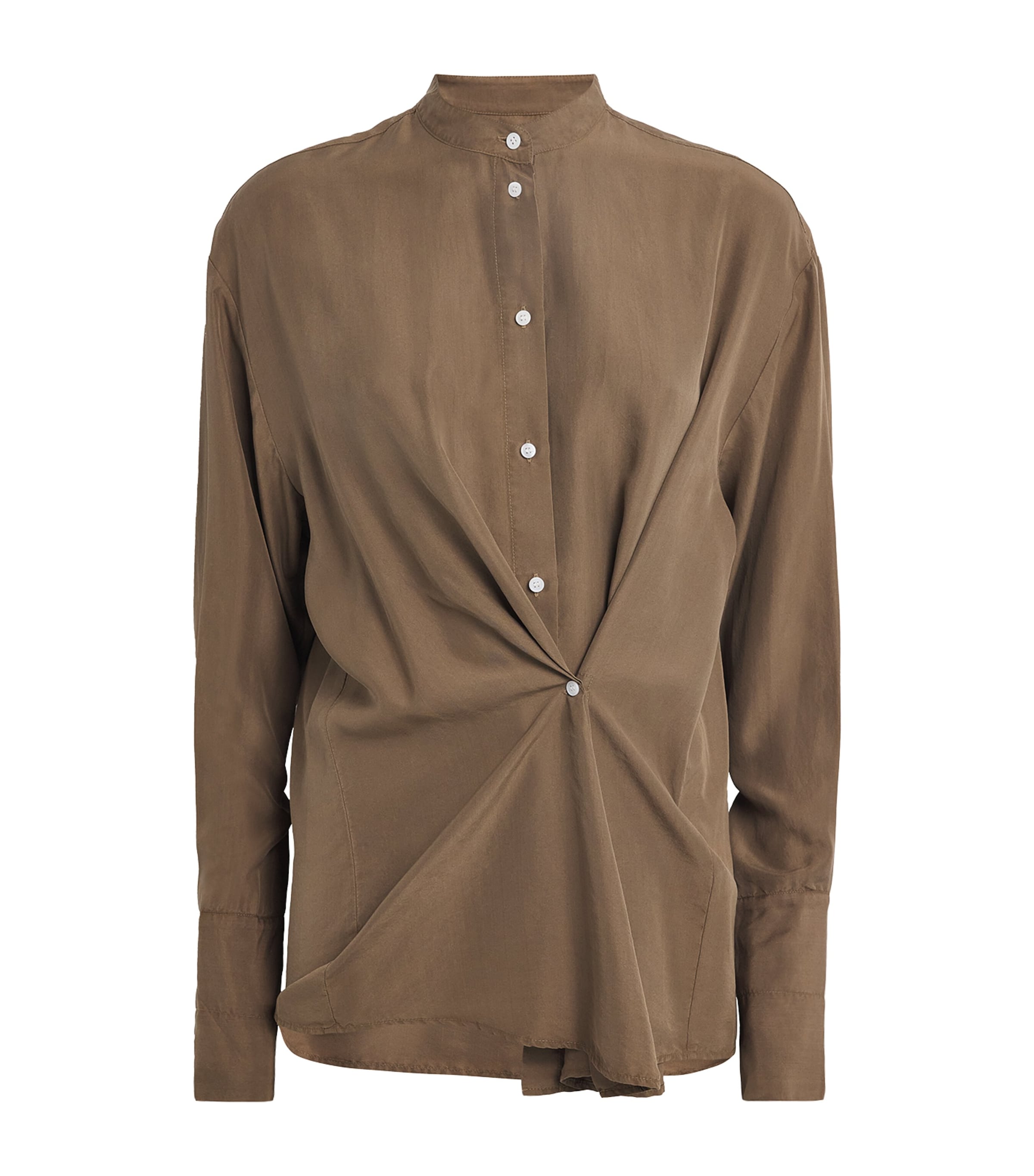 Silk Button-Detail Shirt