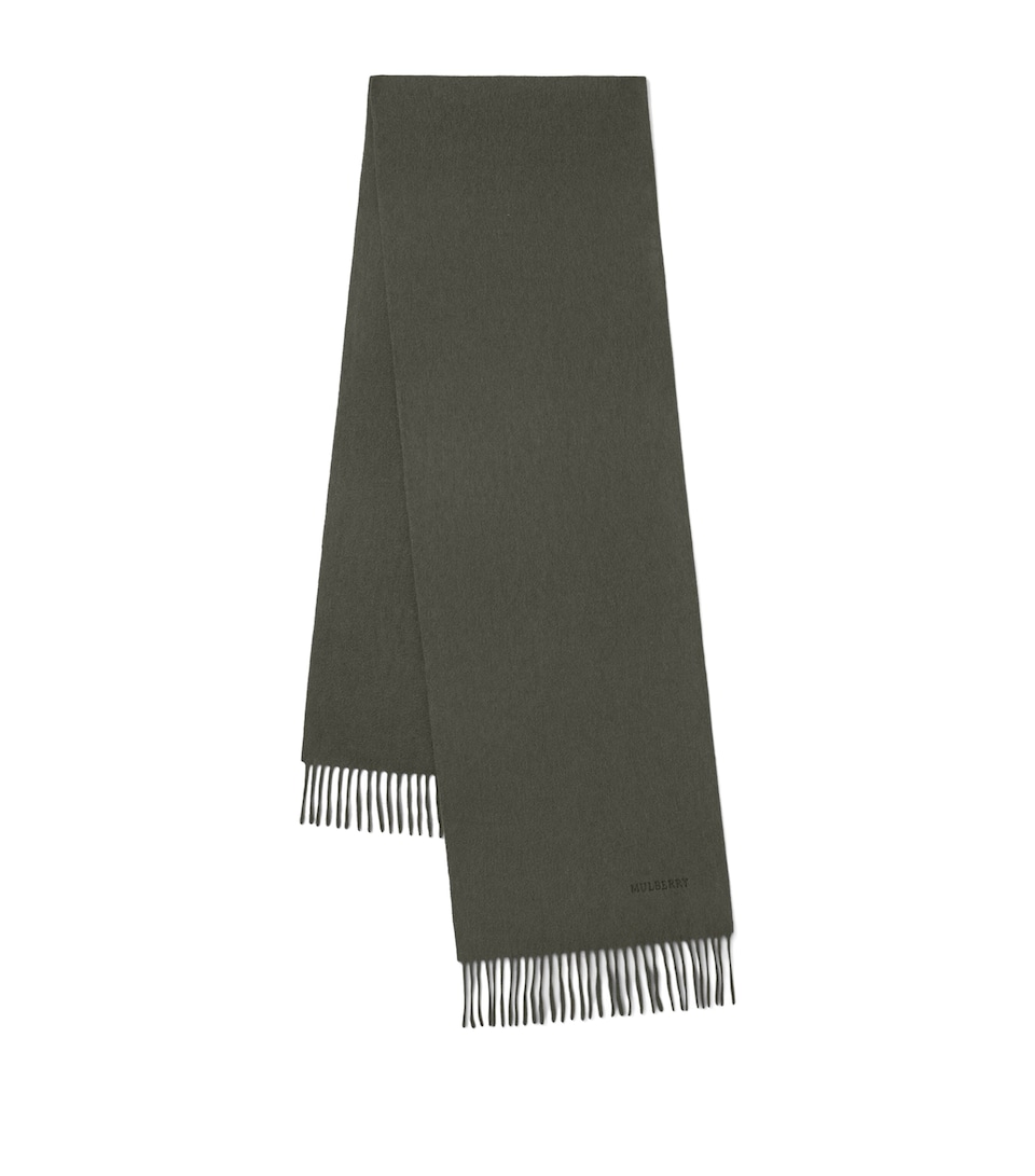 Mulberry Cashmere Fringed Scarf Juniper Green