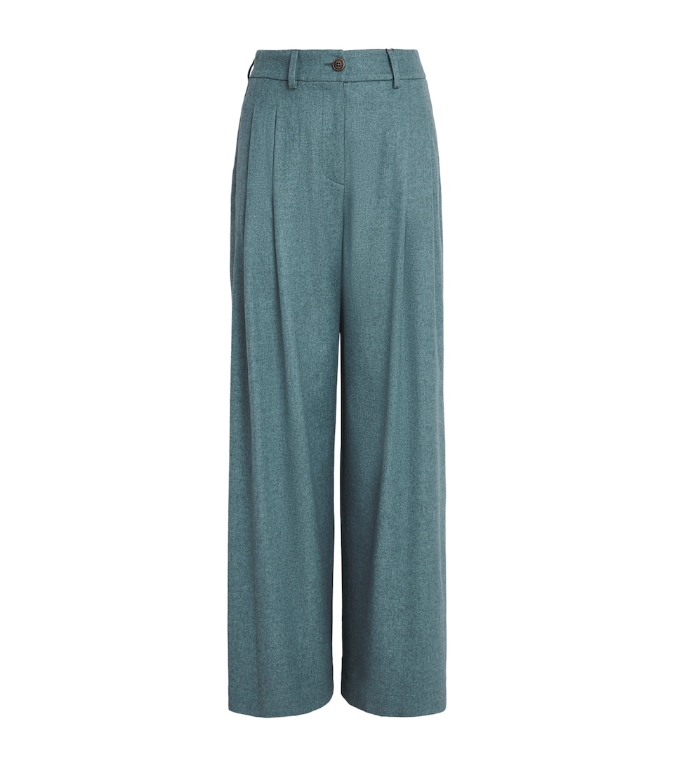 Colombo Womens Silk-Cashmere Wide-Leg Trousers Light Blue