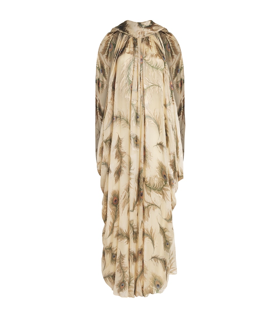 Zimmermann Womens Silk Printed Burnout Halter Maxi Dress Cream Feather