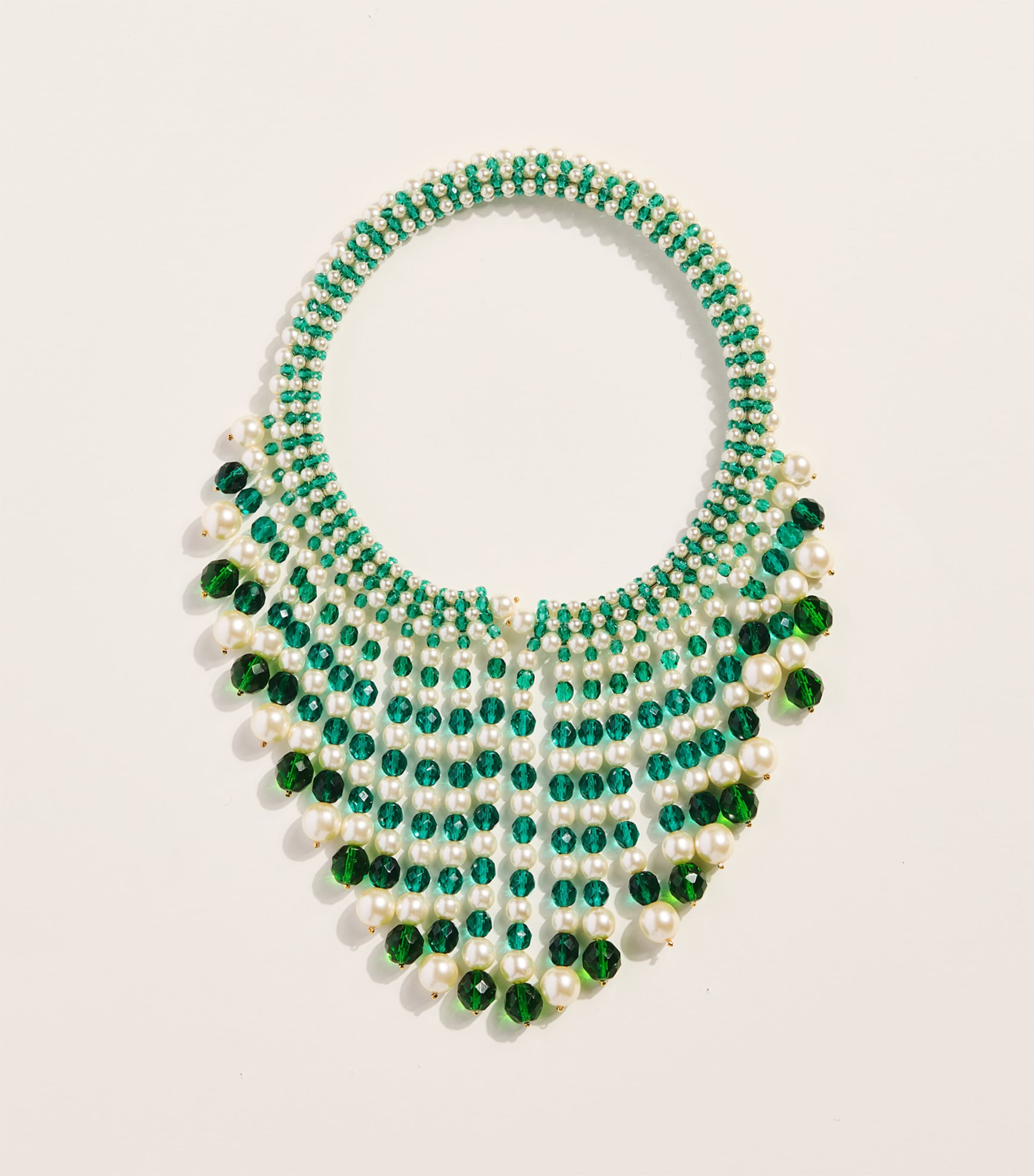 Coppola e Toppo Beaded Frangia Necklace Green/white