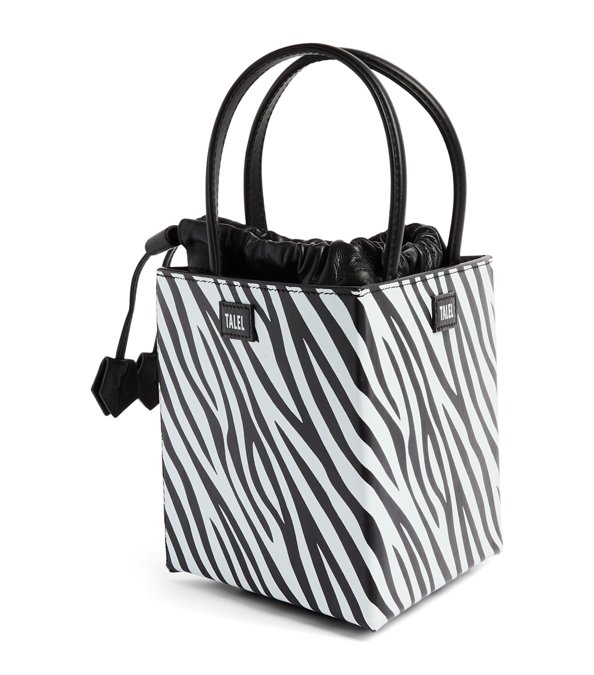 Talel Paris Leather Zebra Triangle Top-Handle Bag Zebra