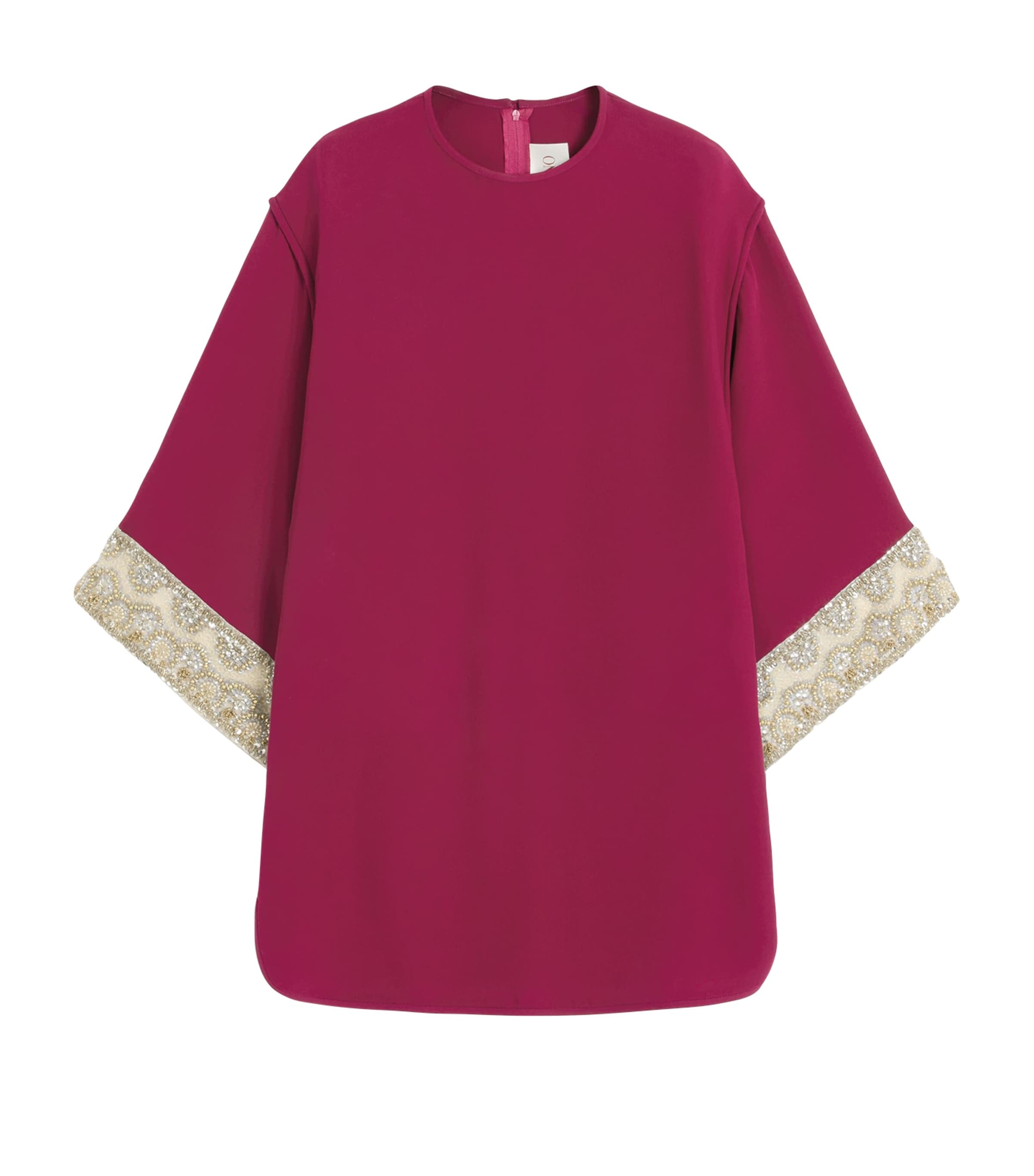 Valentino Womens Silk Embroidered Kaftan Top Ral
