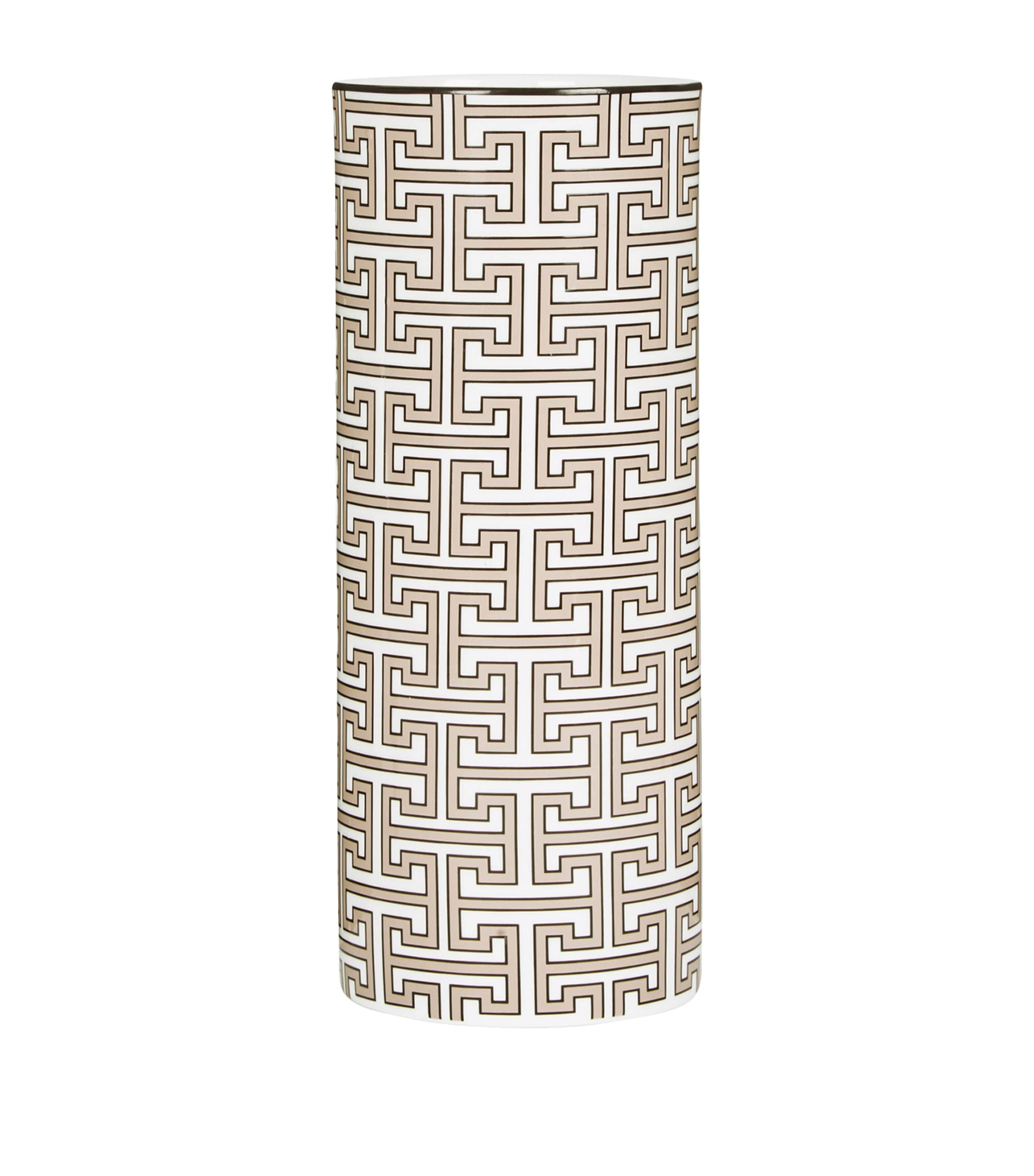 O.W.London Tall Bone China Maze Vase (22.5cm) Truffle/white
