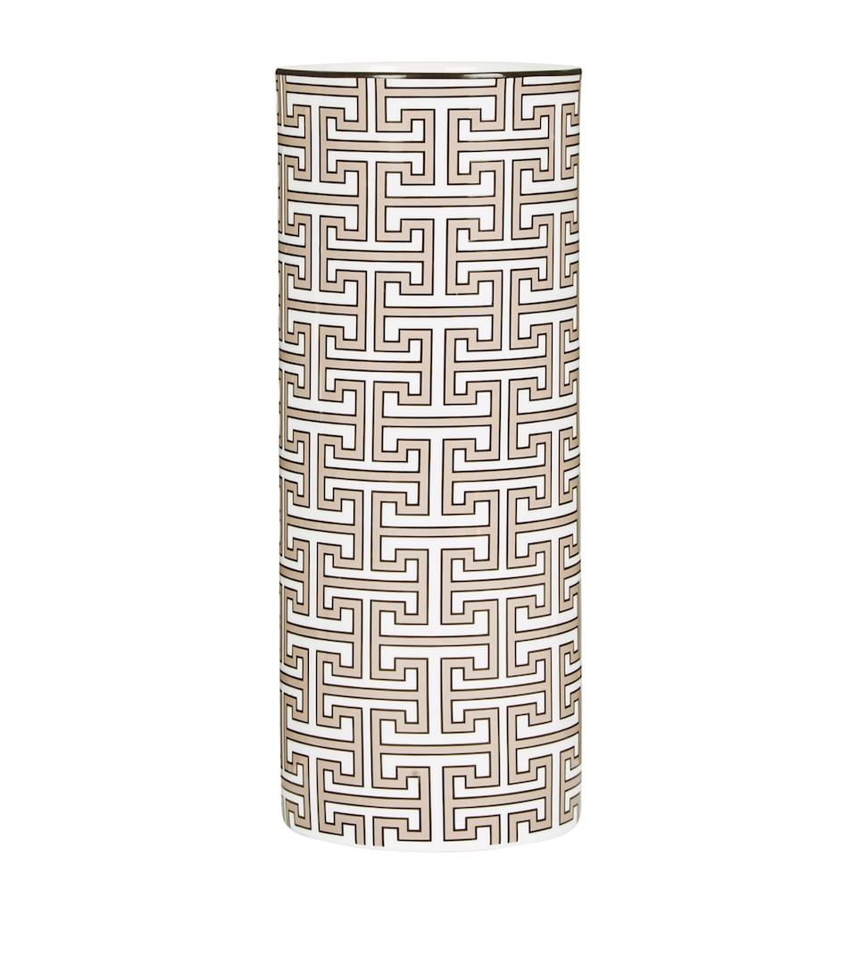 O.W.London Tall Bone China Maze Vase (22.5cm) Truffle/white