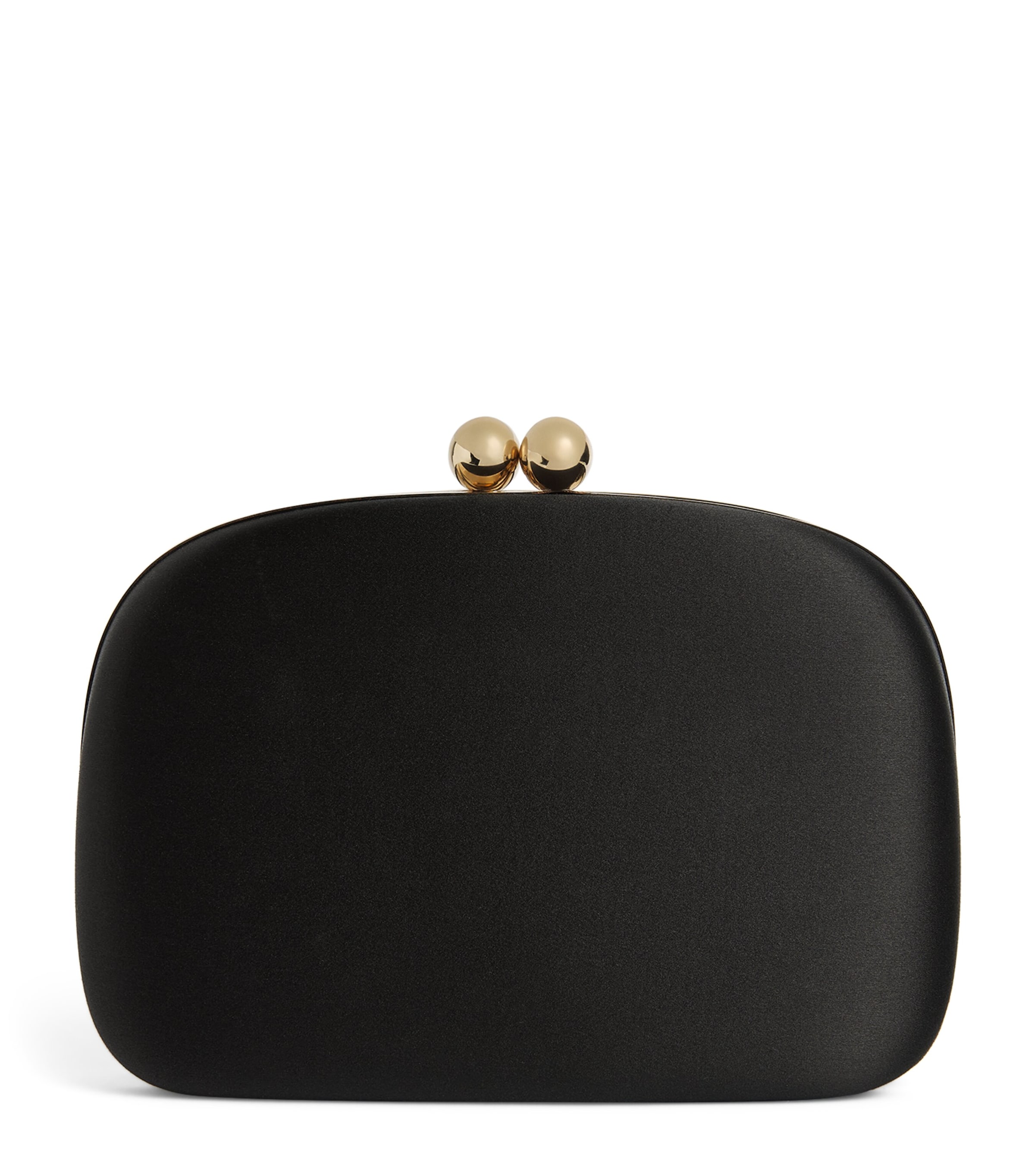 Carolina Herrera Satin Vega Clutch Bag Black