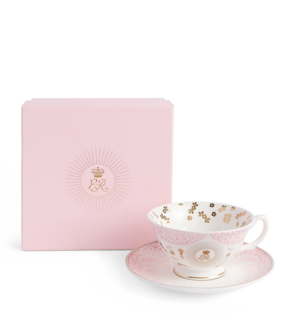 Harrods Fine Bone China Queen Elizabeth II Teacup and Saucer