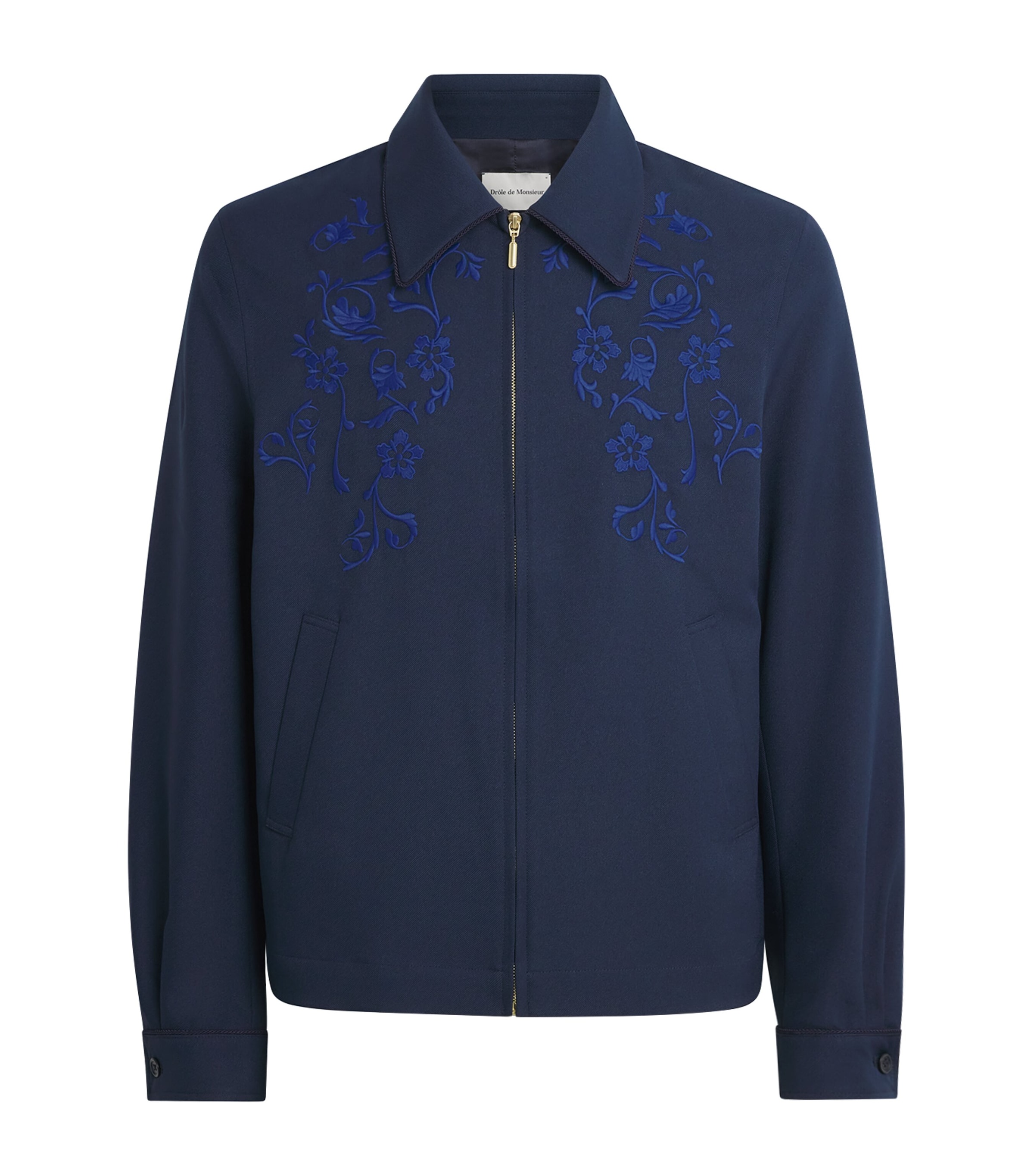 Drôle de Monsieur Mens Embroidered Bomber Jacket Navy