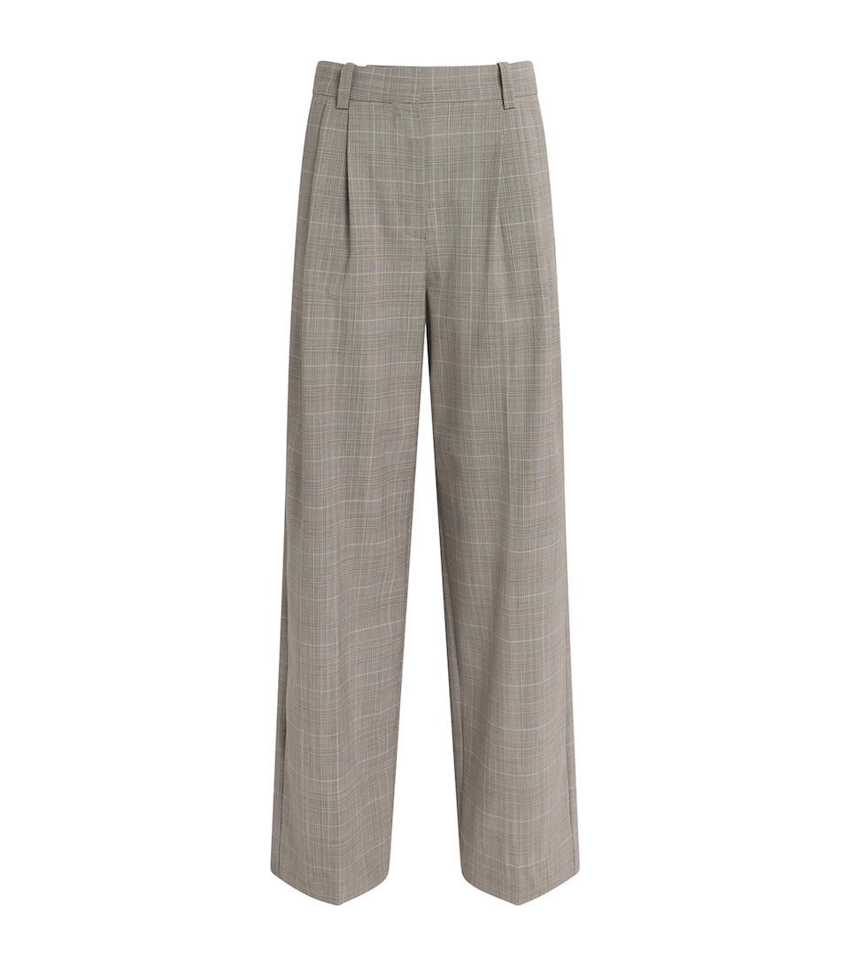 Wool-Blend Check Tailored Trousers