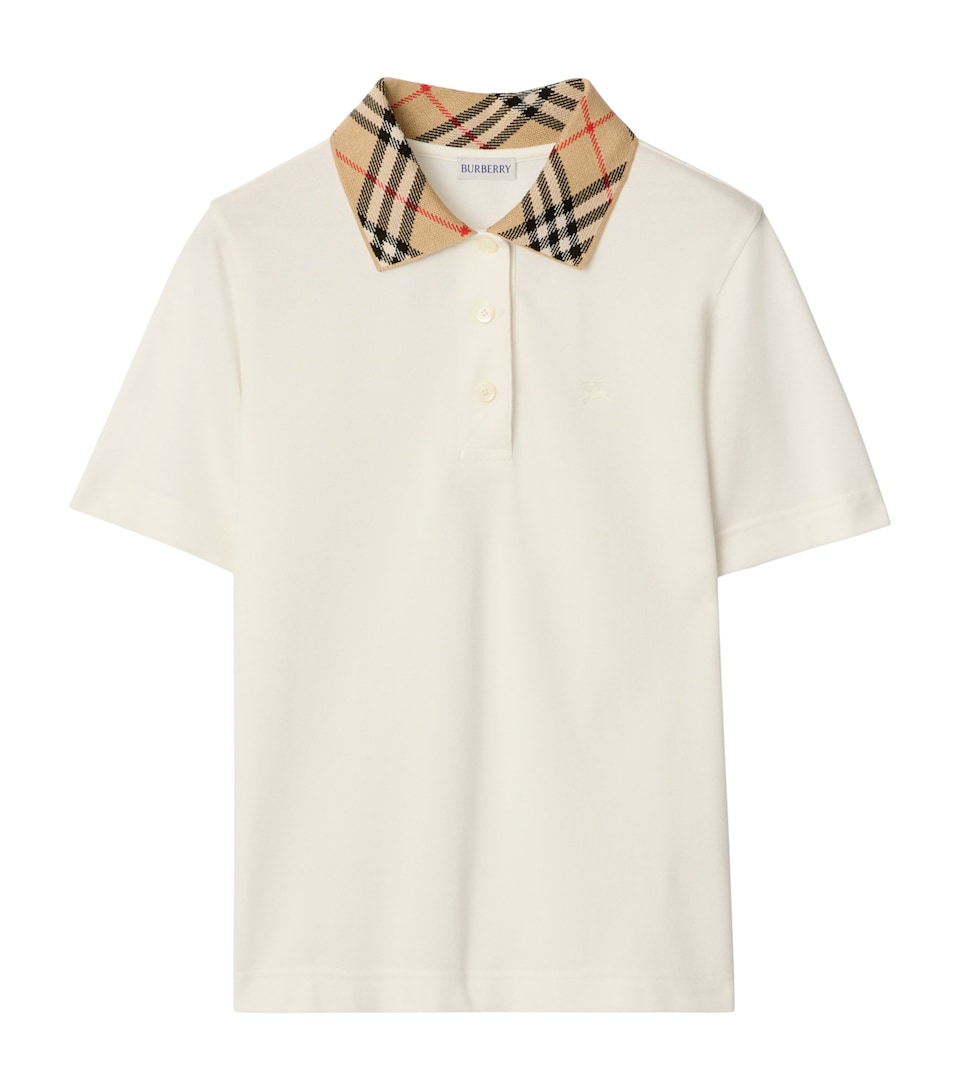 Cotton Check-Collar Polo Shirt