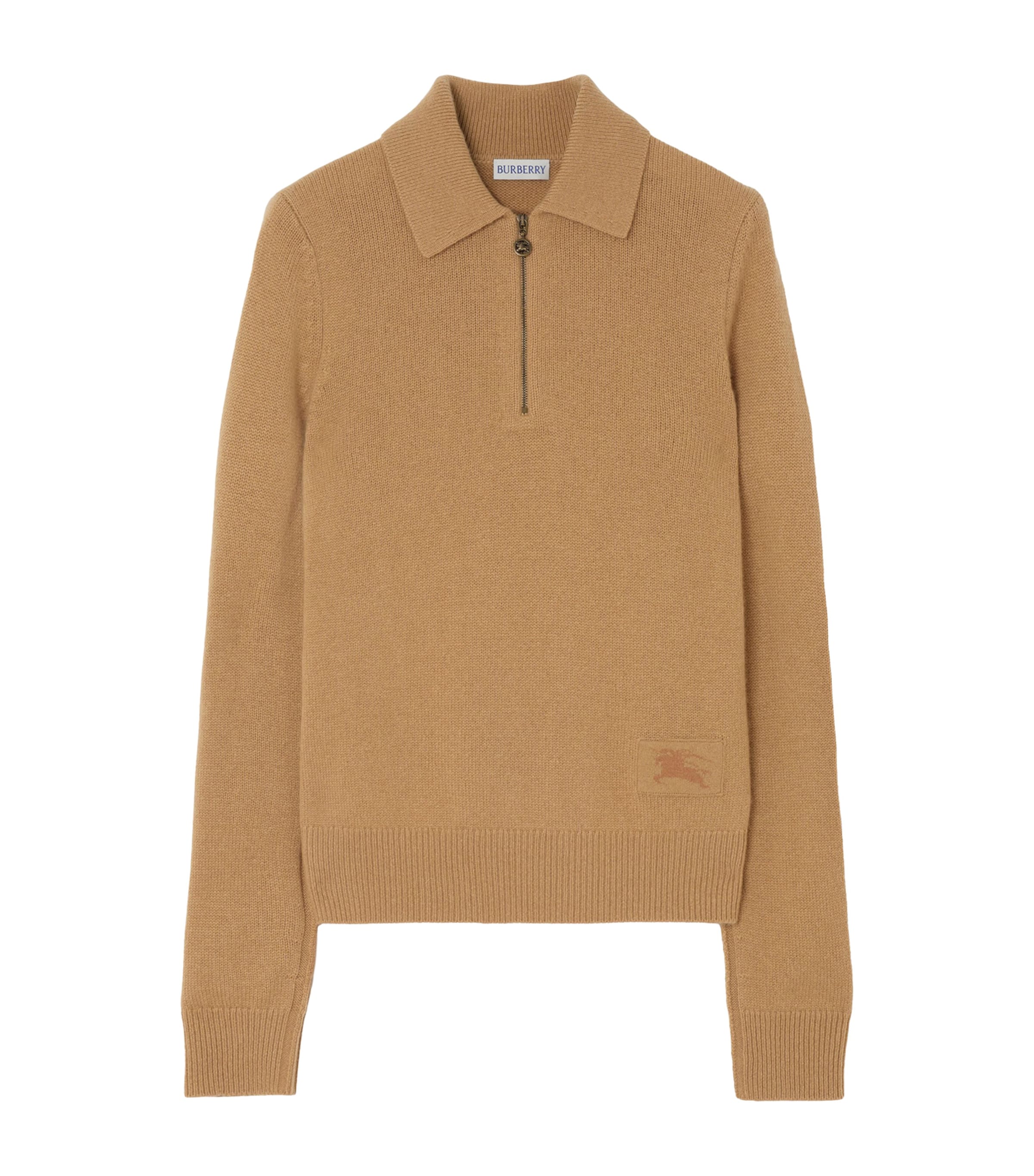 Burberry Womens Cashmere Polo Sweater Butterscotch