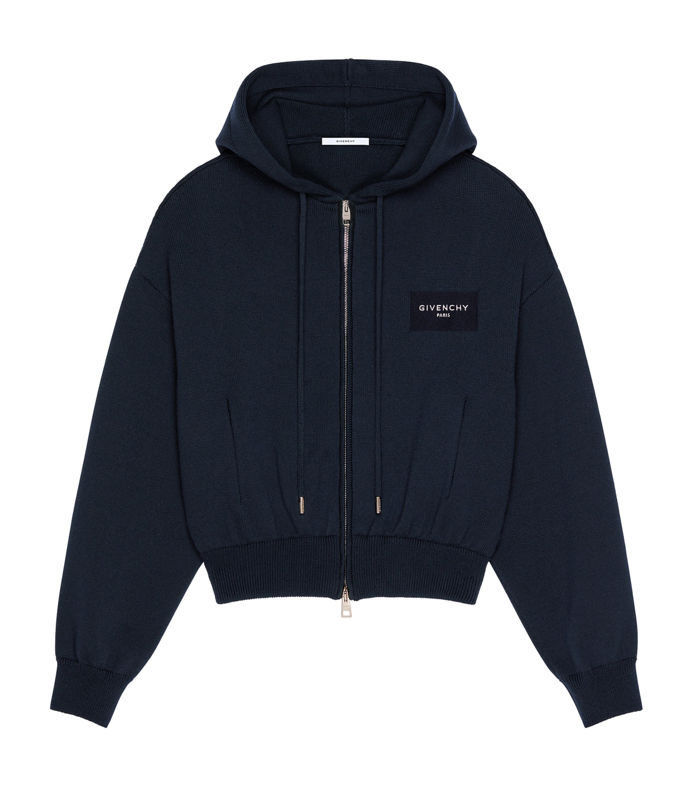 Givenchy Womens Wool-Cotton Logo Zip-Up Hoodie